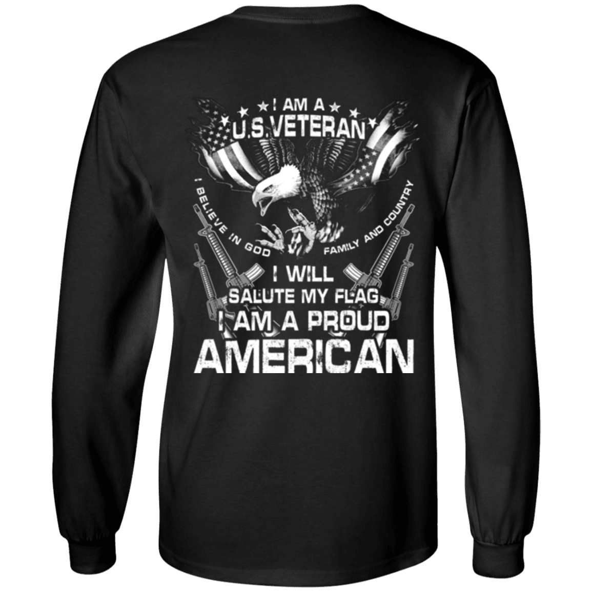 Military T-Shirt "Veteran - I Will Salute My Flag Proud American"-TShirt-General-Veterans Nation