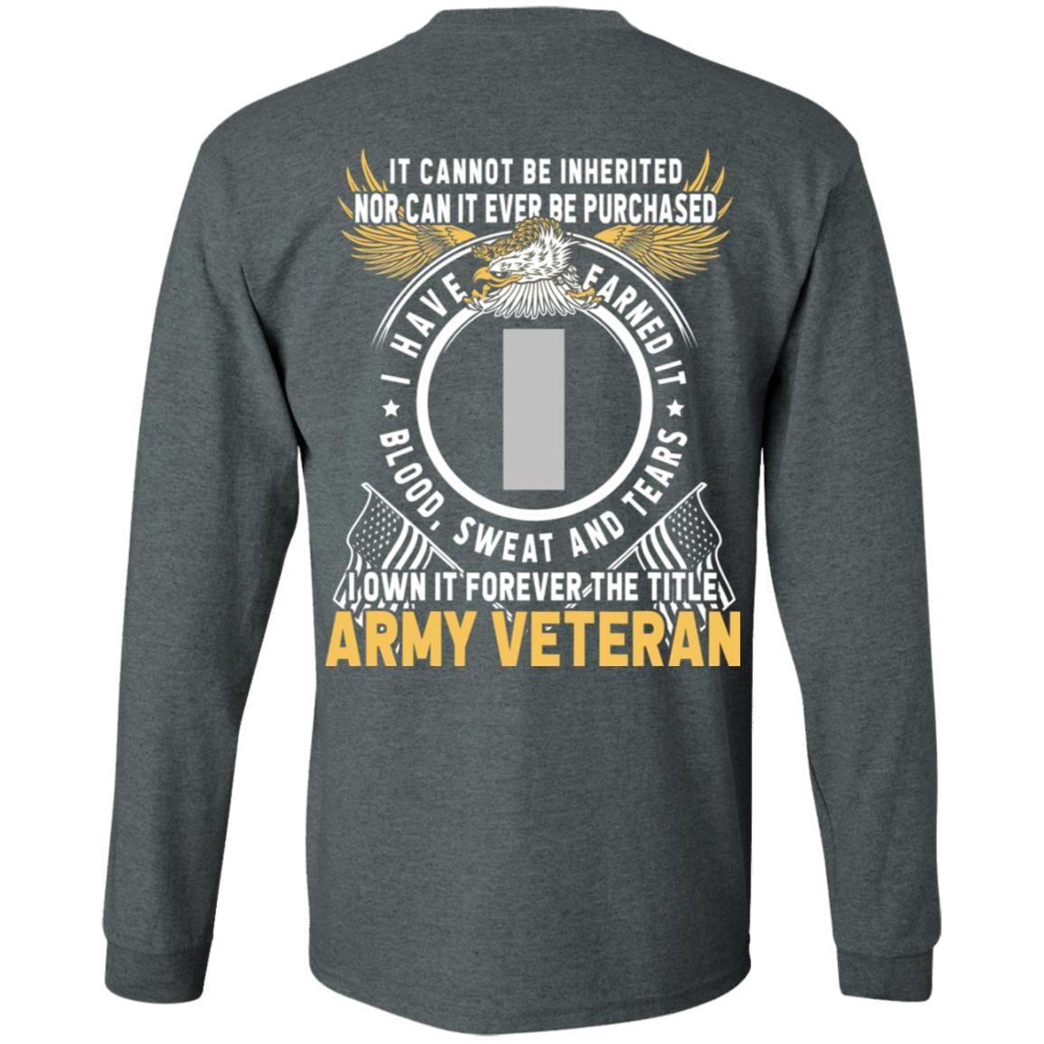 US Army O-2 First Lieutenant O2 1LT Commissioned Officer Ranks T-Shirt For Men On Back-TShirt-Army-Veterans Nation