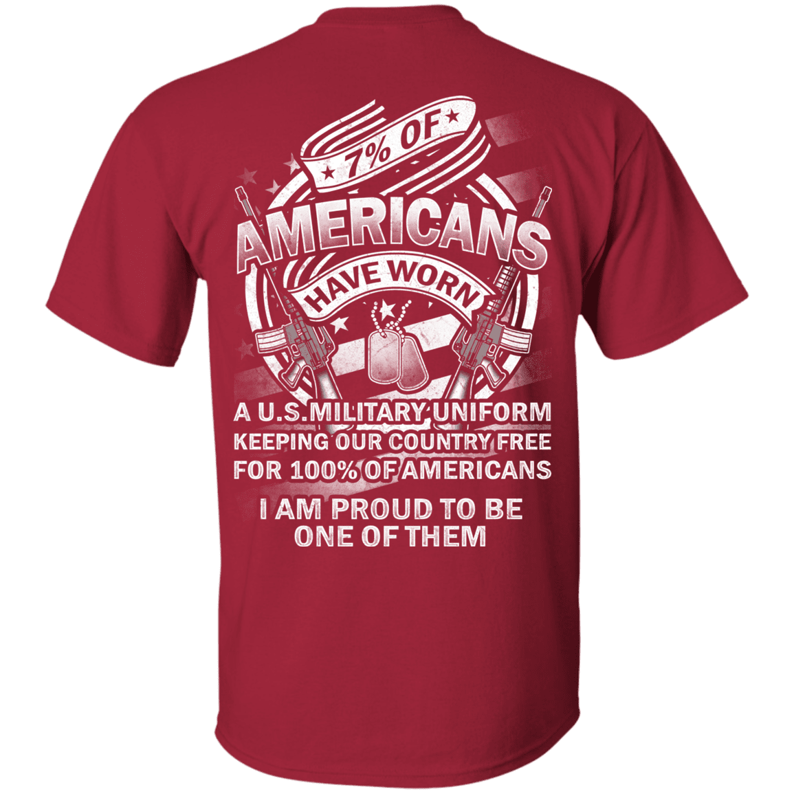 Military T-Shirt "7% of Americans Have Worn Proud To Be one of Them" Men Back-TShirt-General-Veterans Nation