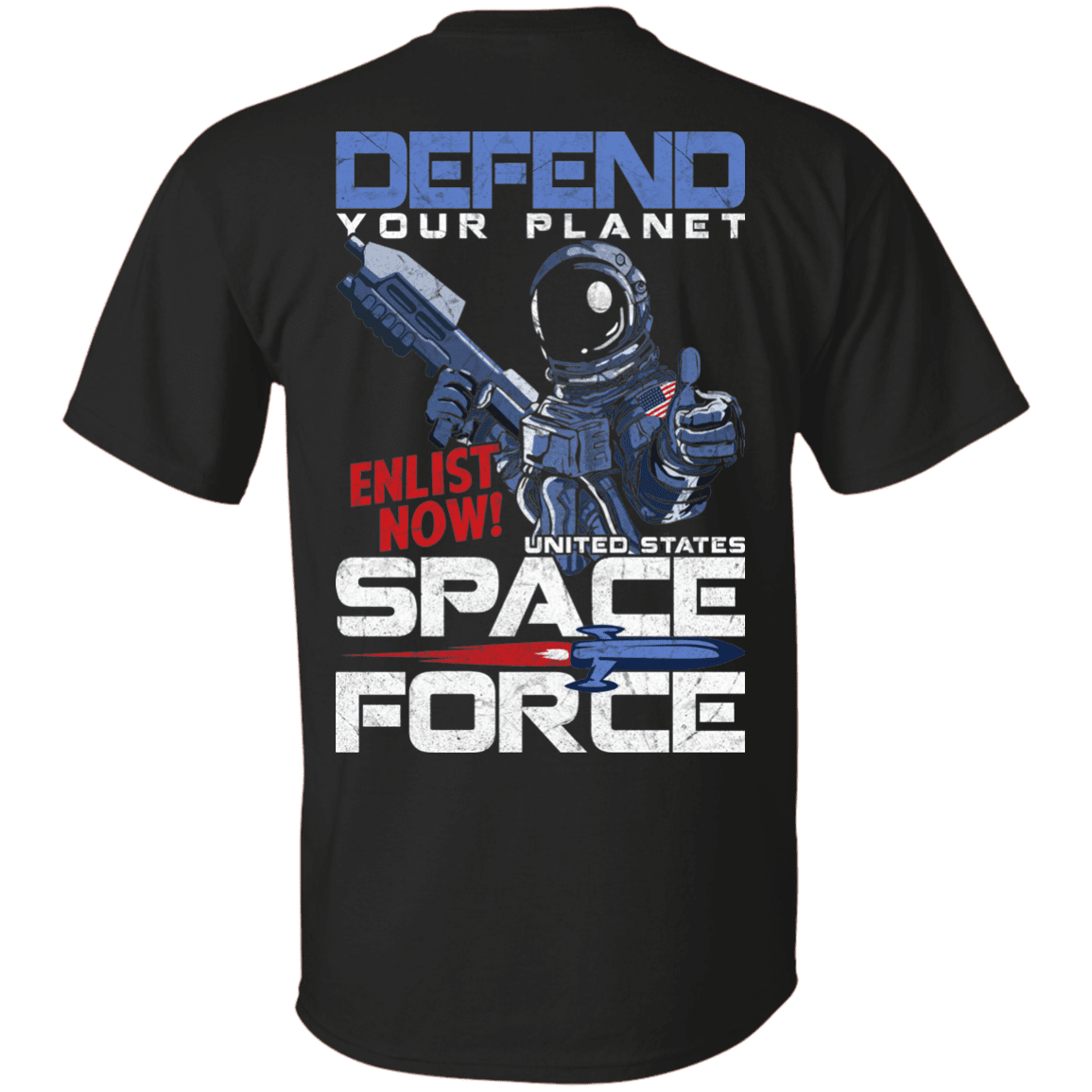 Military T-Shirt "Defend Your Planet Space Force" Men Back-TShirt-General-Veterans Nation