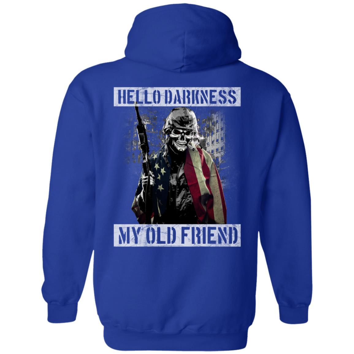 Military T-Shirt "Hello Darkness - My Old Friend Men" On Back-TShirt-General-Veterans Nation