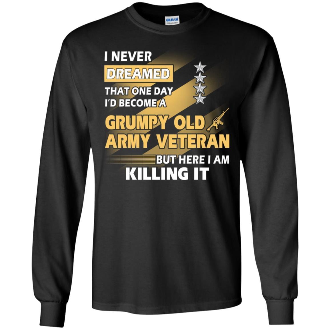 US Army T-Shirt "Grumpy Old Veteran" O-10 General(GEN) On Front-TShirt-Army-Veterans Nation