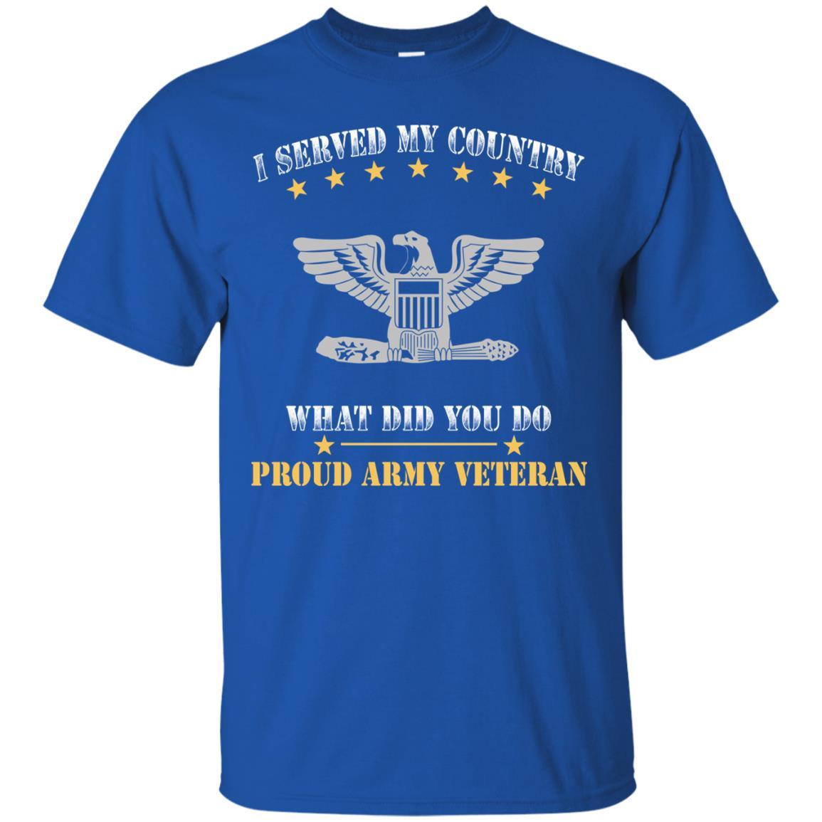 US Army O-6 Colonel O6 COL Field Officer Ranks Men Front T Shirt - Proud US Army Veteran-TShirt-Army-Veterans Nation