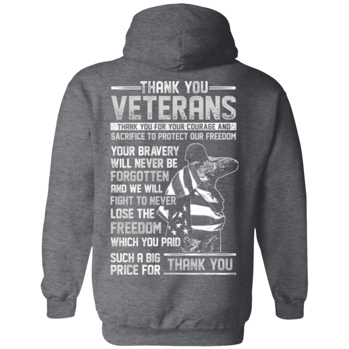 Military T-Shirt "Thank You Veterans" - Men Back-TShirt-General-Veterans Nation
