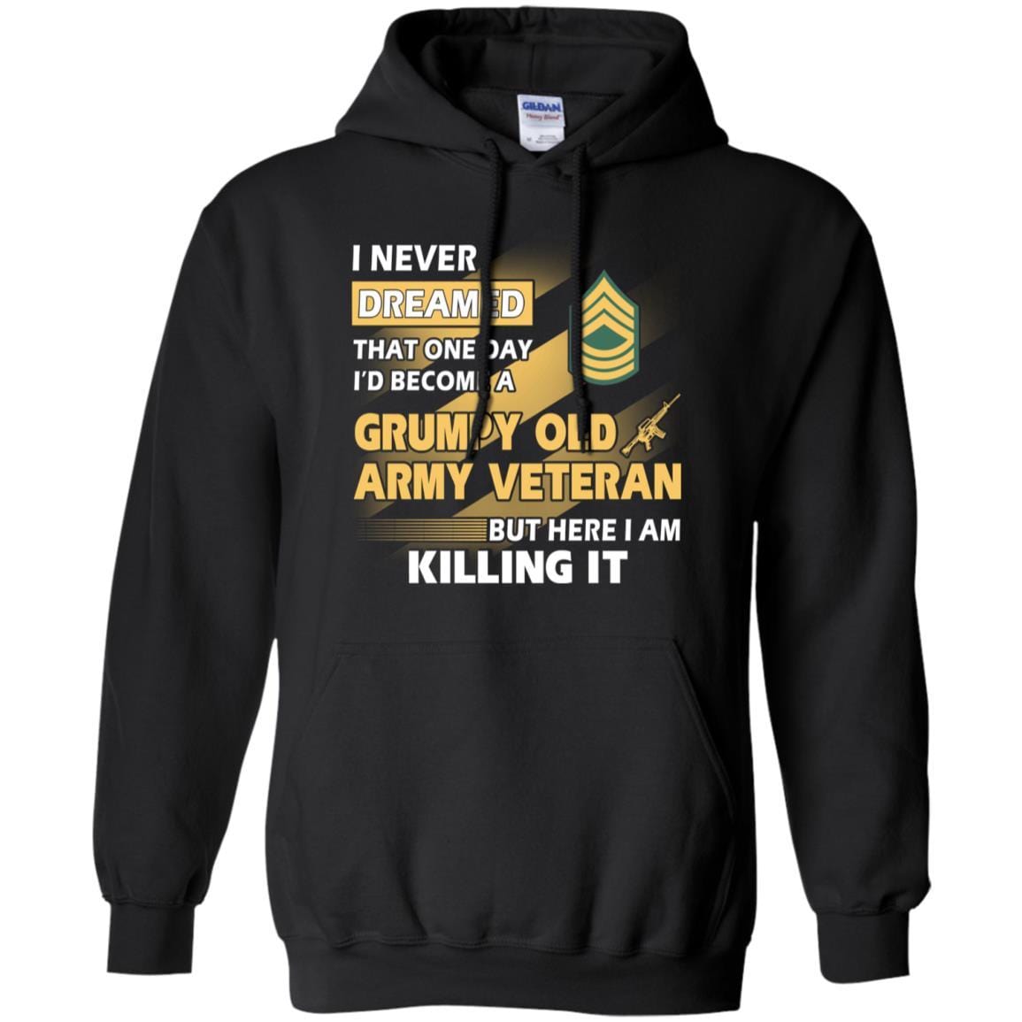 US Army T-Shirt "Grumpy Old Veteran" E-8 Master Sergeant(MSG) On Front-TShirt-Army-Veterans Nation