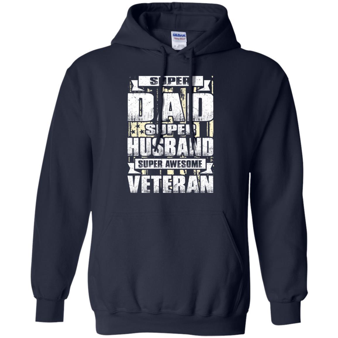 Military T-Shirt "SUPER DAD SUPER HUSBAND SUPER AWESOME VETERAN On" Front-TShirt-General-Veterans Nation