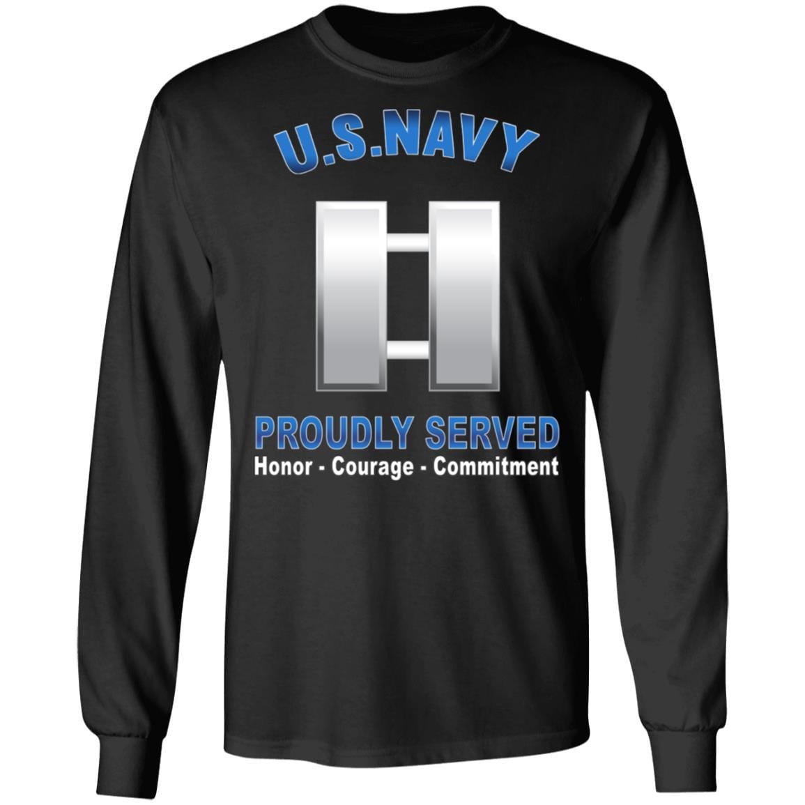 US Navy O-3 Lieutenant O3 LT Junior Officer Proudly Served T-Shirt On Front-Apparel-Veterans Nation