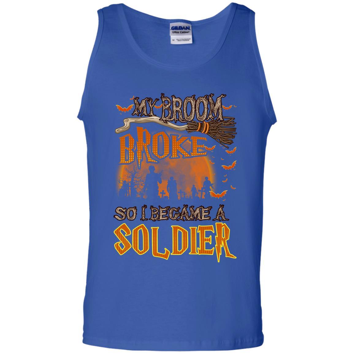 Military T-Shirt "My Broom Broke So I Became A Soldier Men On" Front-TShirt-General-Veterans Nation