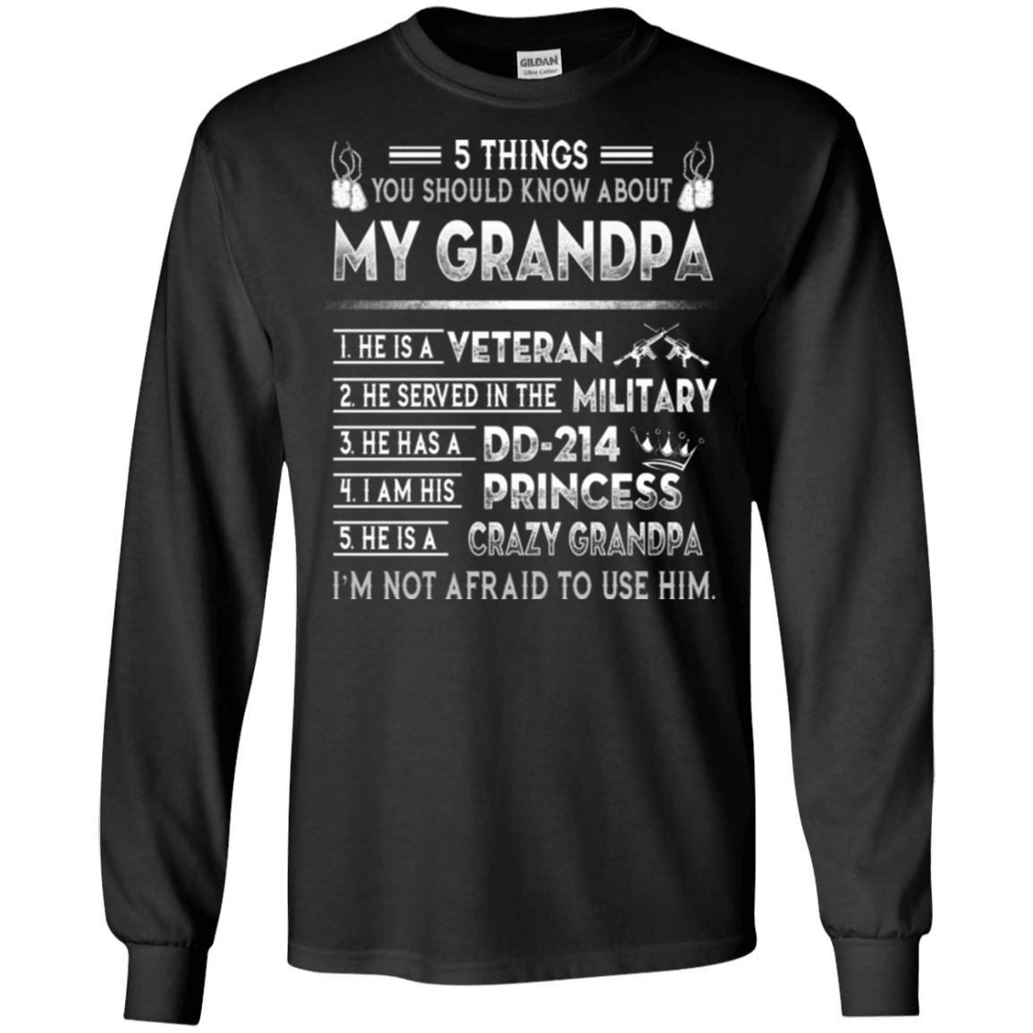 Military T-Shirt "5 Thing You Know My Grandpa Veteran DD 214"-TShirt-General-Veterans Nation