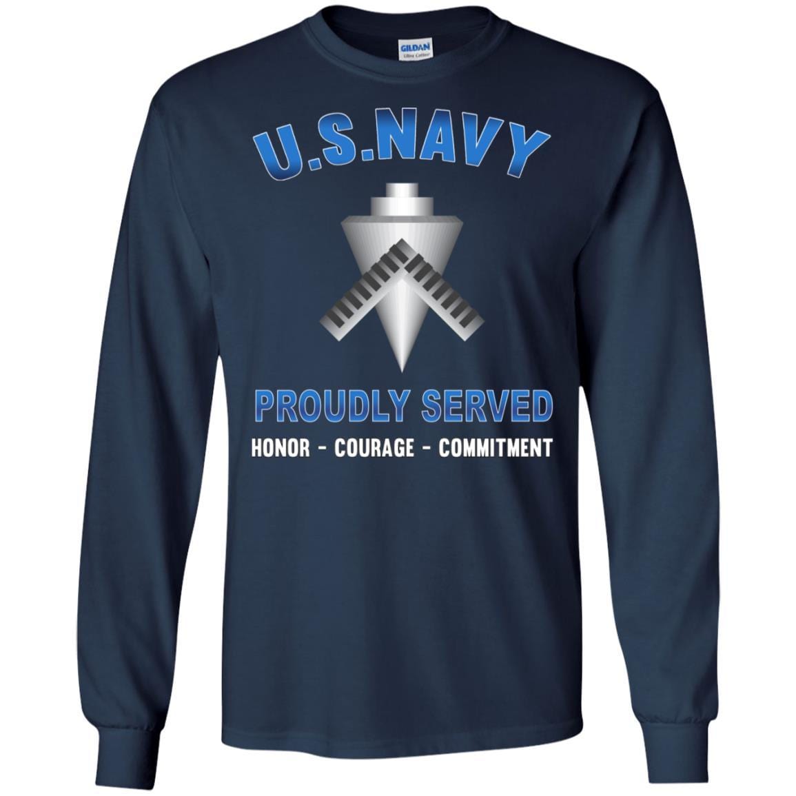 U.S Navy Builder Navy BU - Proudly Served T-Shirt For Men On Front-TShirt-Navy-Veterans Nation
