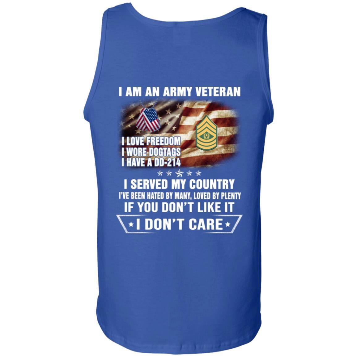 T-Shirt "I Am An Army Veteran" E-9 Command Sergeant Major(CSM)Rank On Back-TShirt-Army-Veterans Nation