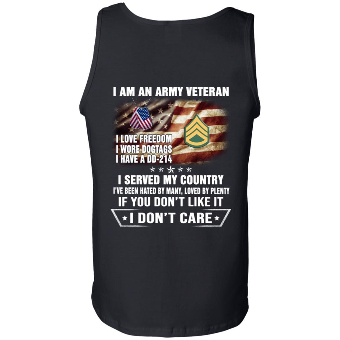 T-Shirt "I Am An Army Veteran" E-6 Staff Sergeant(SSG)Rank On Back-TShirt-Army-Veterans Nation