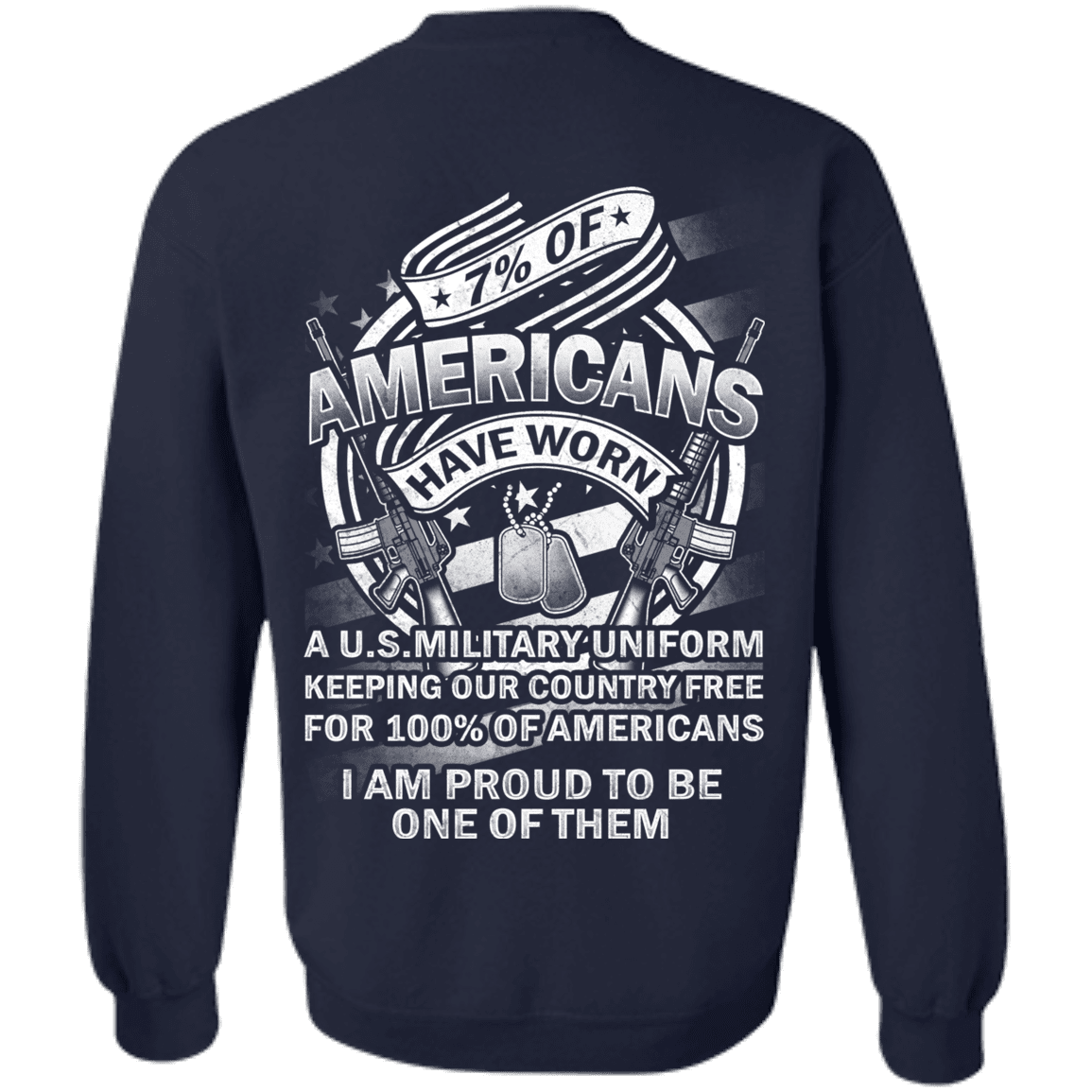 Military T-Shirt "7% of Americans Have Worn Proud To Be one of Them" Men Back-TShirt-General-Veterans Nation