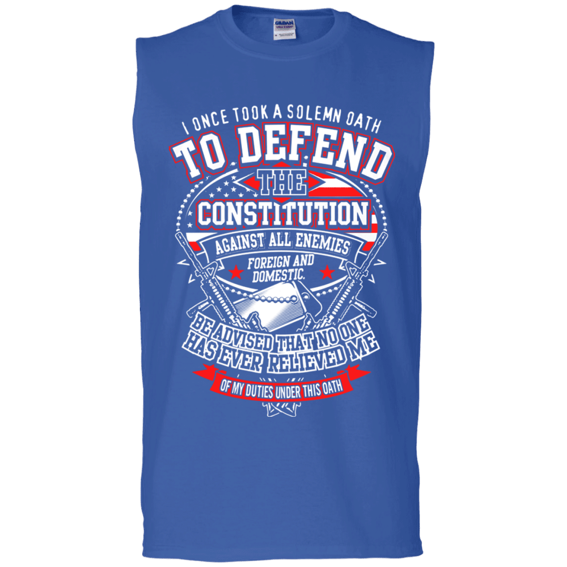 Military T-Shirt "I Once Tool A Solemn Oath to Defend The Constitution Men" Front-TShirt-General-Veterans Nation