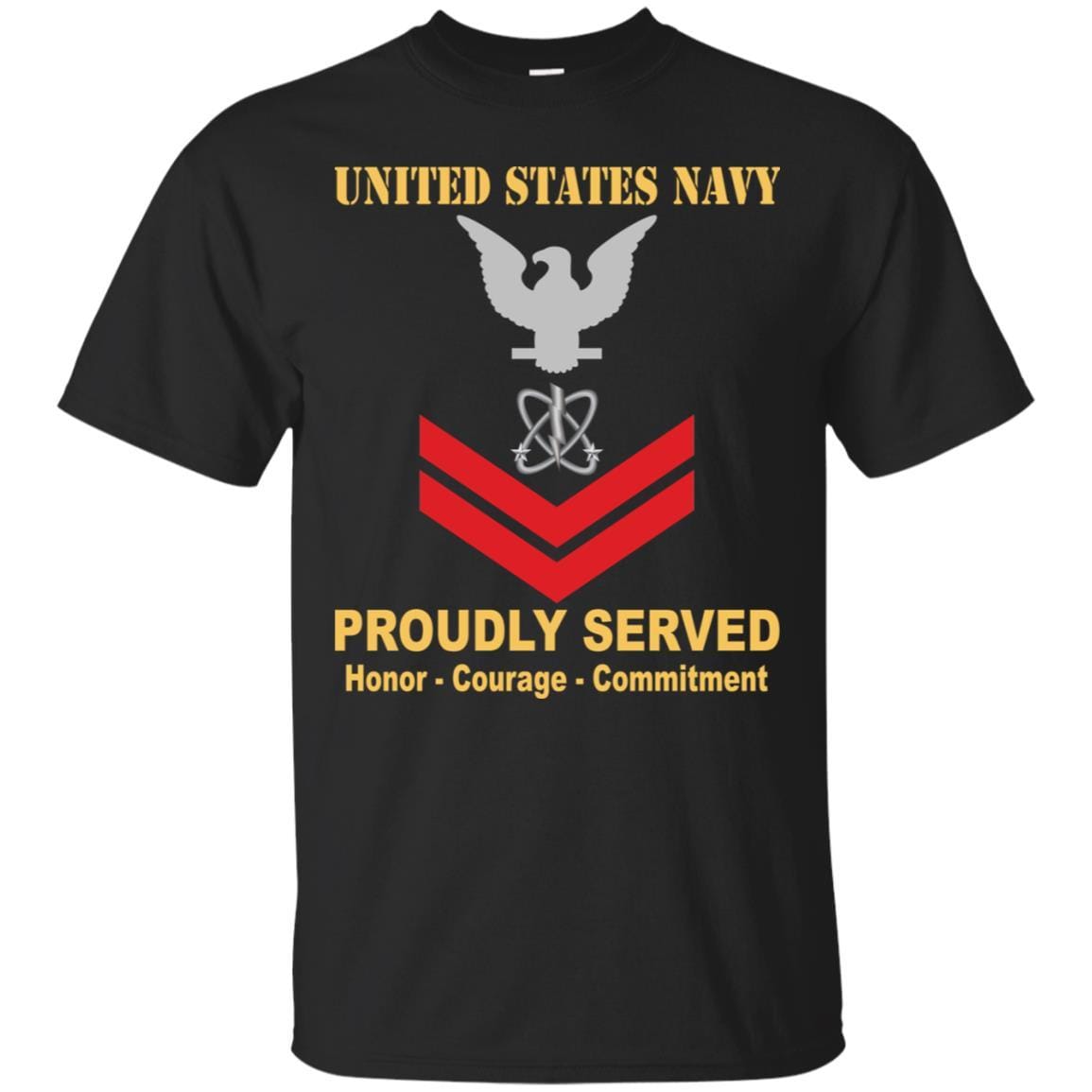 Navy Electronics Warfare Technician Navy EW E-5 Rating Badges Proudly Served T-Shirt For Men On Front-TShirt-Navy-Veterans Nation