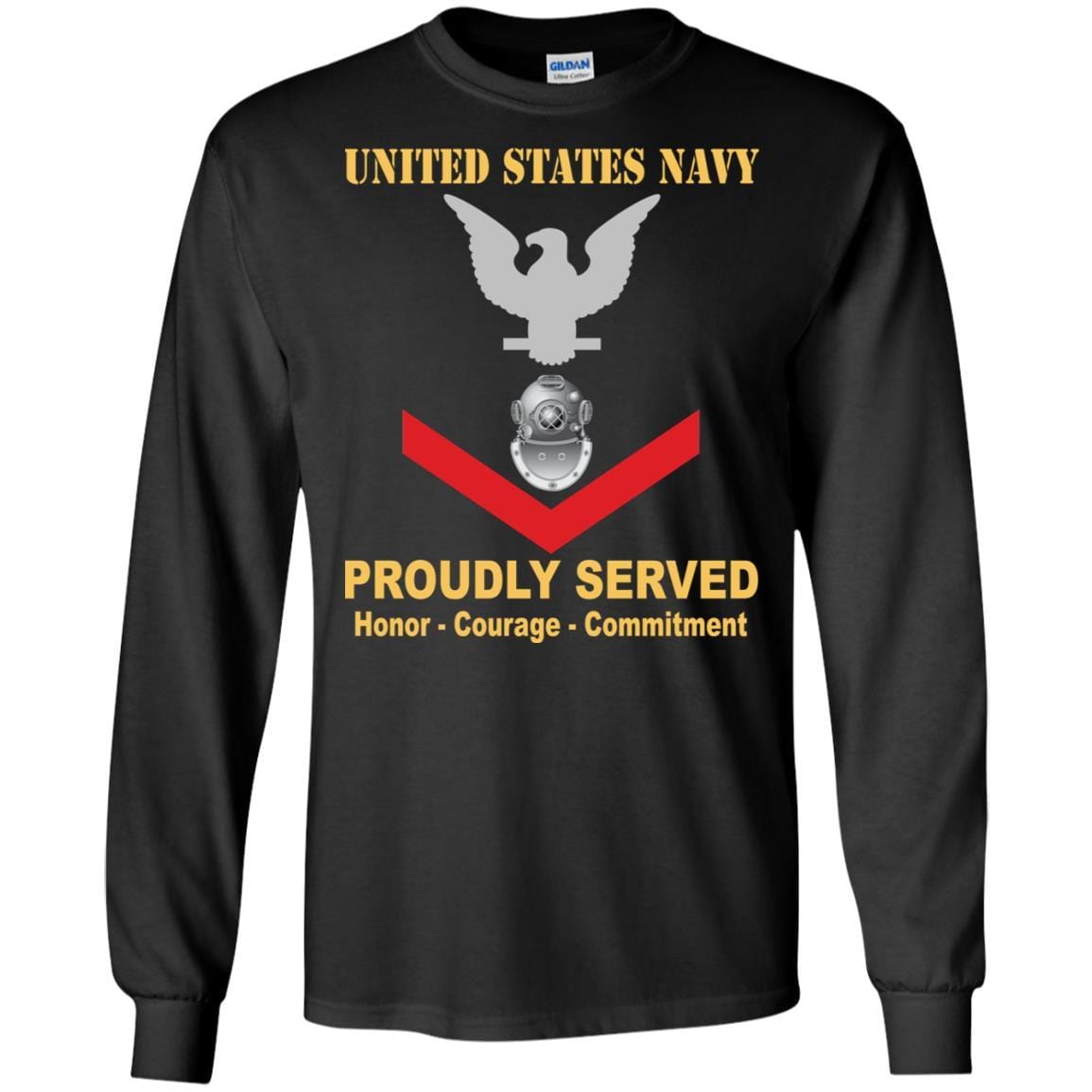 Navy Diver Navy ND E-4 Rating Badges Proudly Served T-Shirt For Men On Front-TShirt-Navy-Veterans Nation