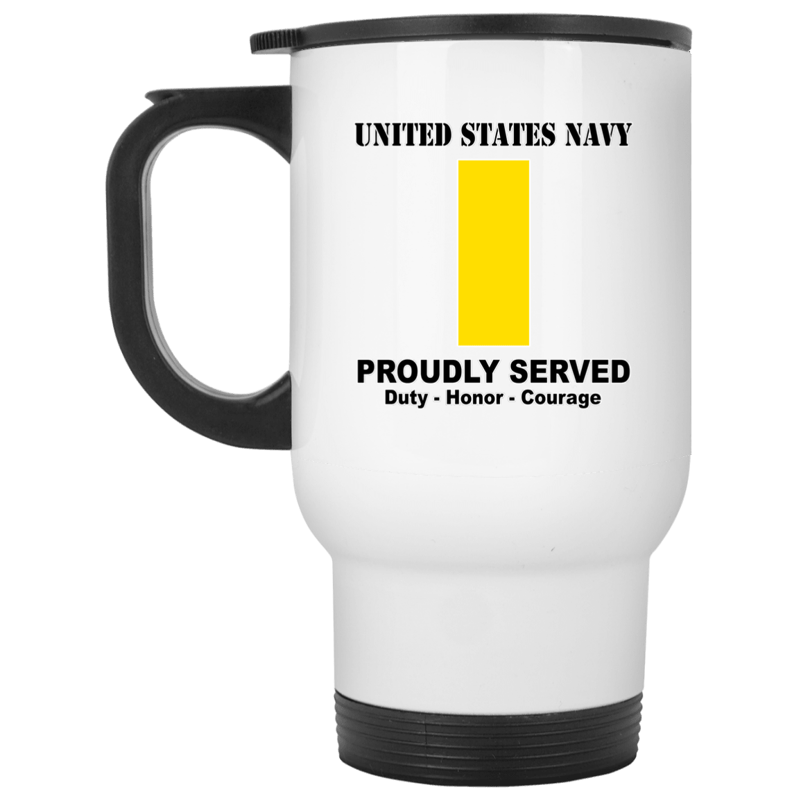 US Navy O-1 Ensign O1 ENS Junior Officer Ranks T shirt White Coffee Mug - Stainless Travel Mug-Mug-Navy-Officer-Veterans Nation