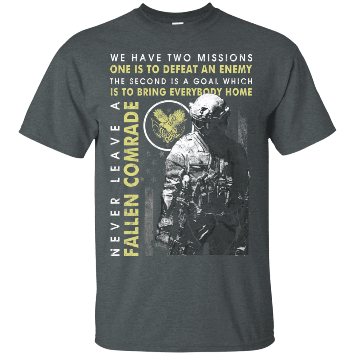 Military T-Shirt "Never Leave A Fallen Comrade Veteran Men" Front-TShirt-General-Veterans Nation
