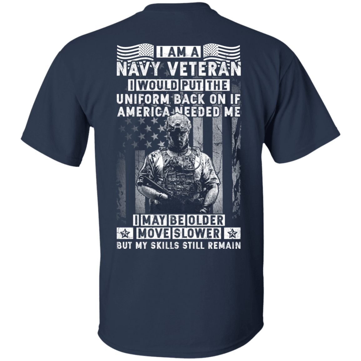 I am a Navy Veteran Men Back T Shirts-TShirt-Navy-Veterans Nation
