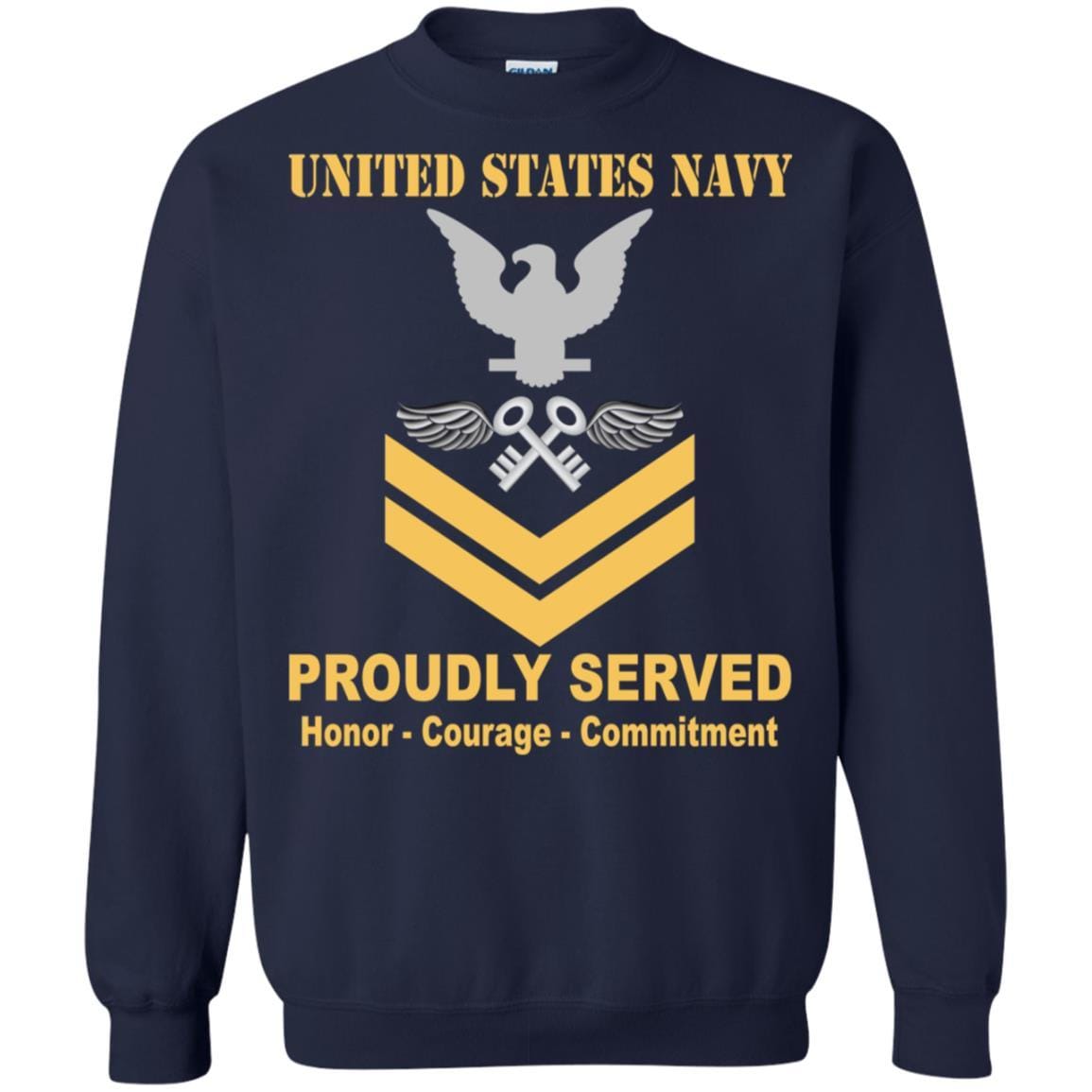 Navy Aviation Storekeeper Navy AK E-5 Rating Badges Proudly Served T-Shirt For Men On Front-TShirt-Navy-Veterans Nation