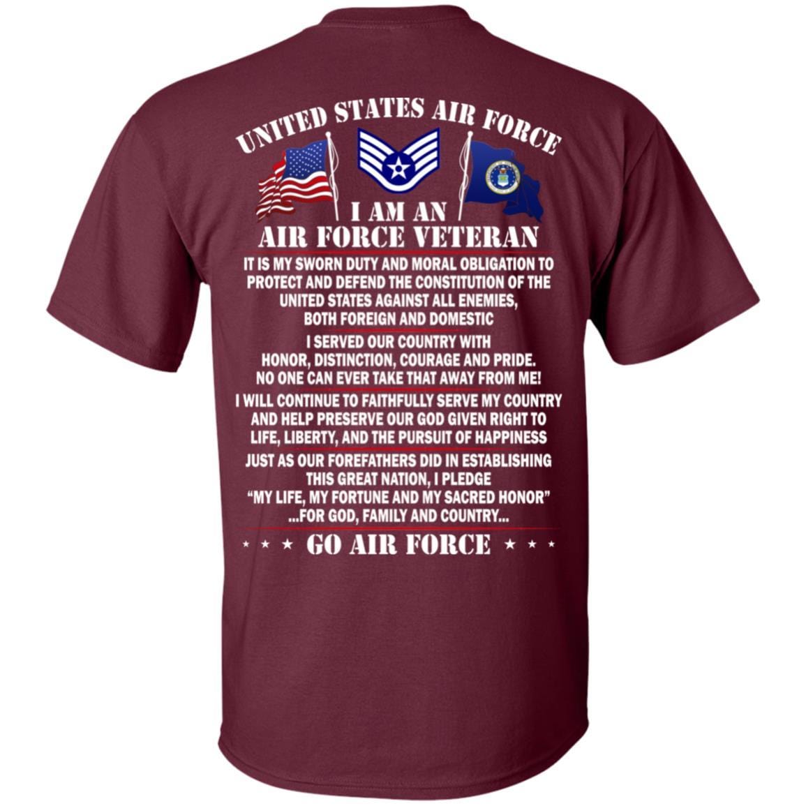 US Air Force E-5 Staff Sergeant SSgt E5 Noncommissioned Officer Ranks AF Rank - Go Air Force T-Shirt On Back-TShirt-USAF-Veterans Nation