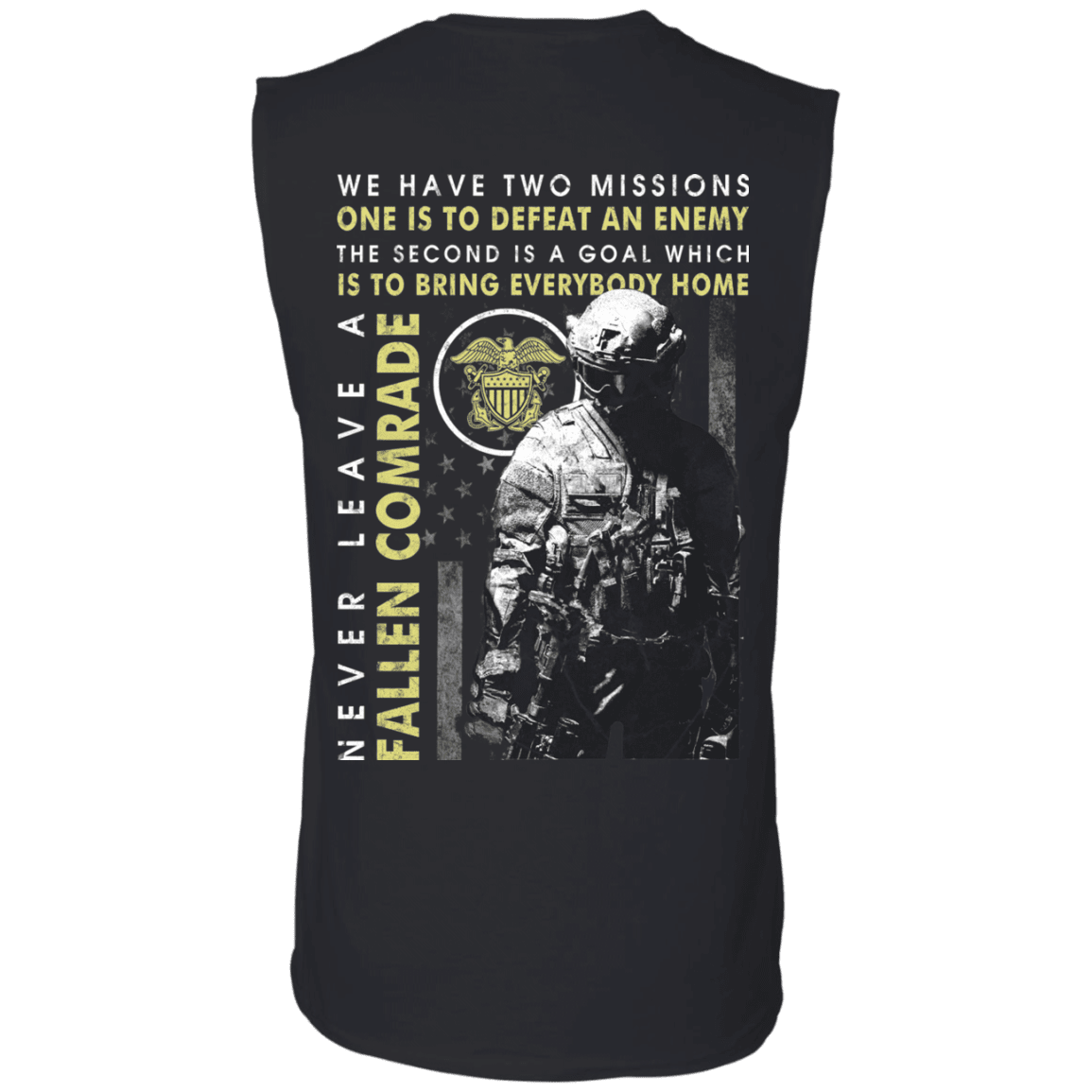 Never Leave A Fallen Comrade Navy Men Back T Shirts-TShirt-Navy-Veterans Nation
