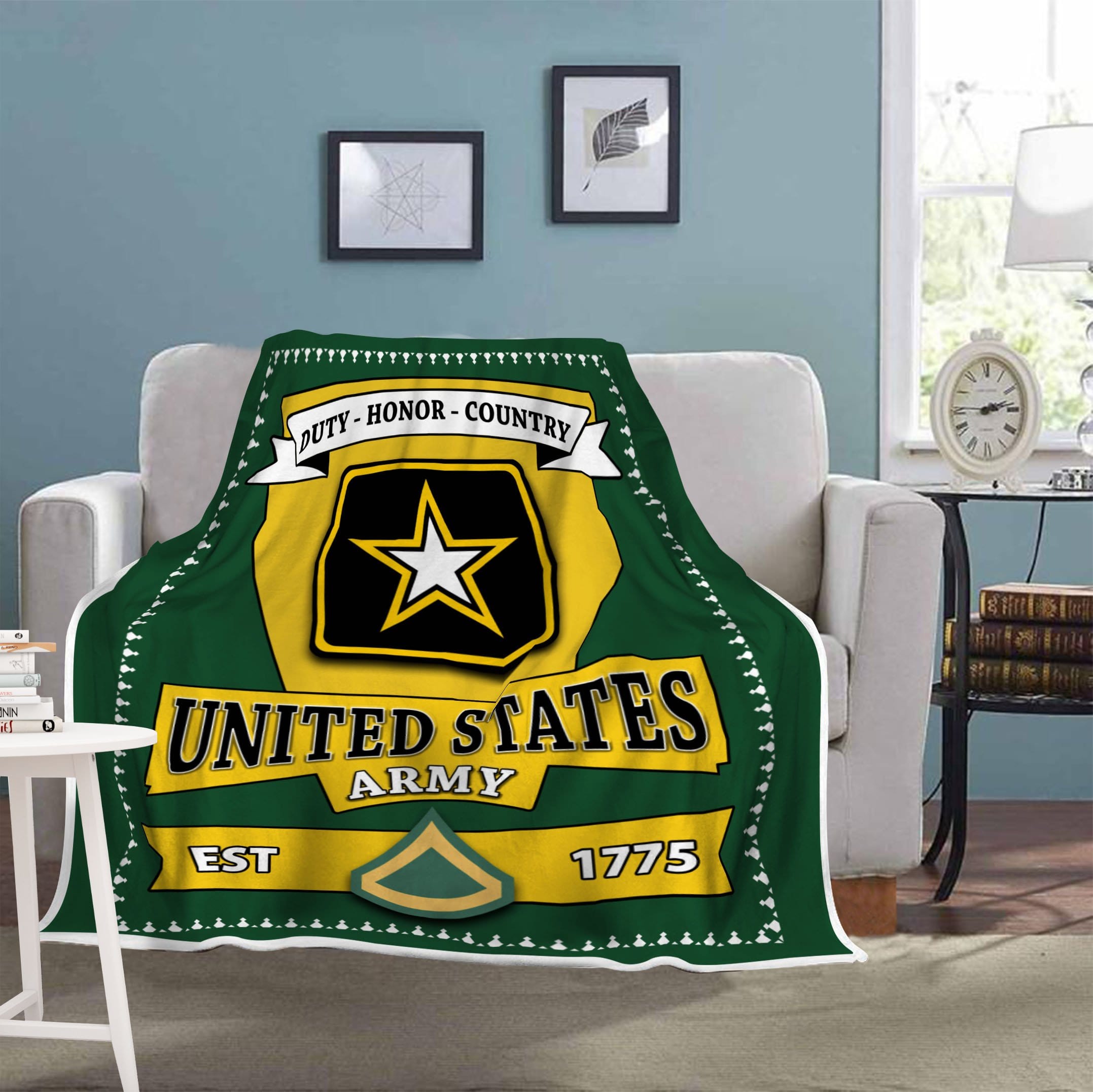 US Army E-3 Private First Class E3 PFC Enlisted Soldier Blanket Cozy Plush Fleece Blanket - 50x60-Blankets-Army-Ranks-Veterans Nation