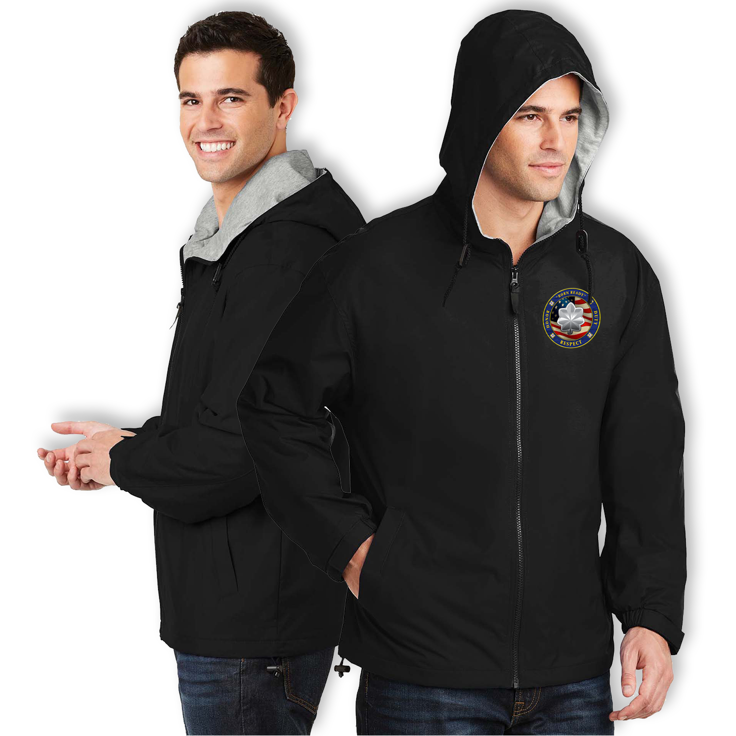 Custom US Coast Guard Ranks/Insignia Military Mottos, Core Values Print On Left Chest Team Jacket