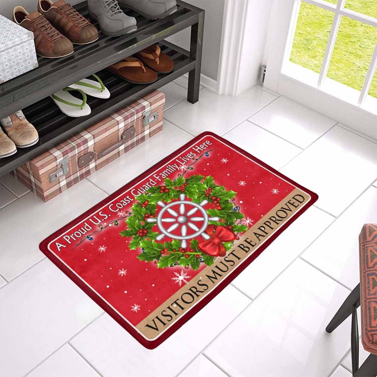 US Coast Guard Quartermaster QM Logo - Visitors must be approved Christmas Doormat-Doormat-USCG-Rate-Veterans Nation
