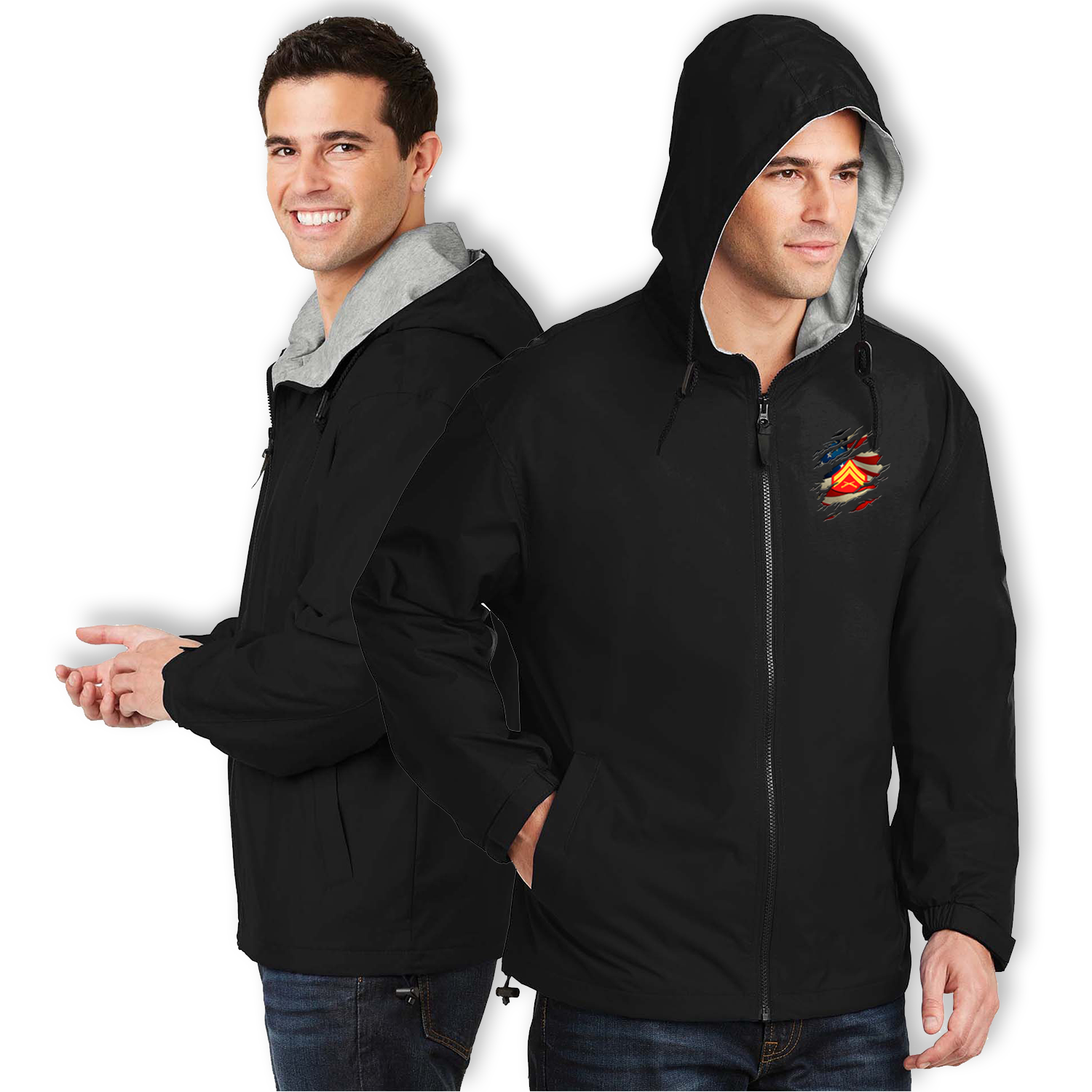 Custom MARlNE Ranks/Insignia, Scratch Art, Print On Left Chest Team Jacket