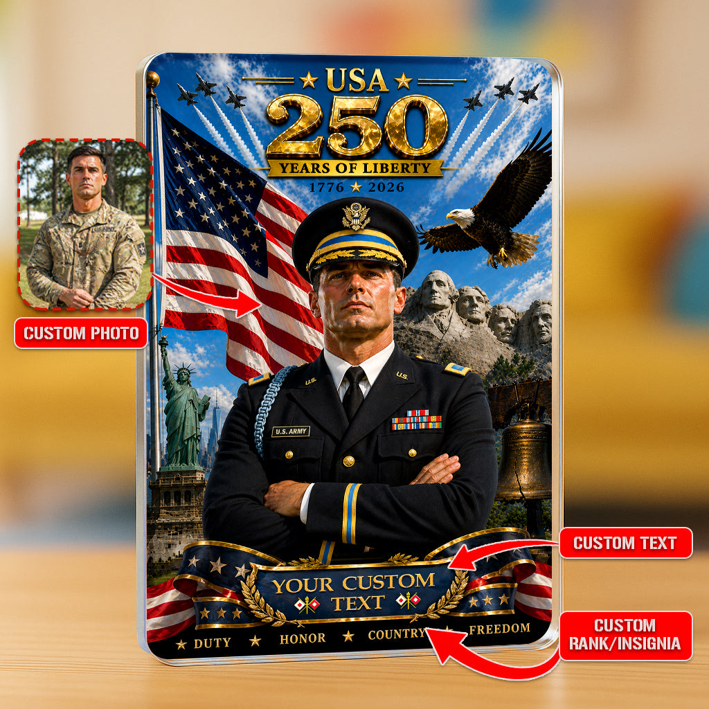 USA 250 Years Of Liberty Custom US Army Service Uniform Figure Acrylic Block