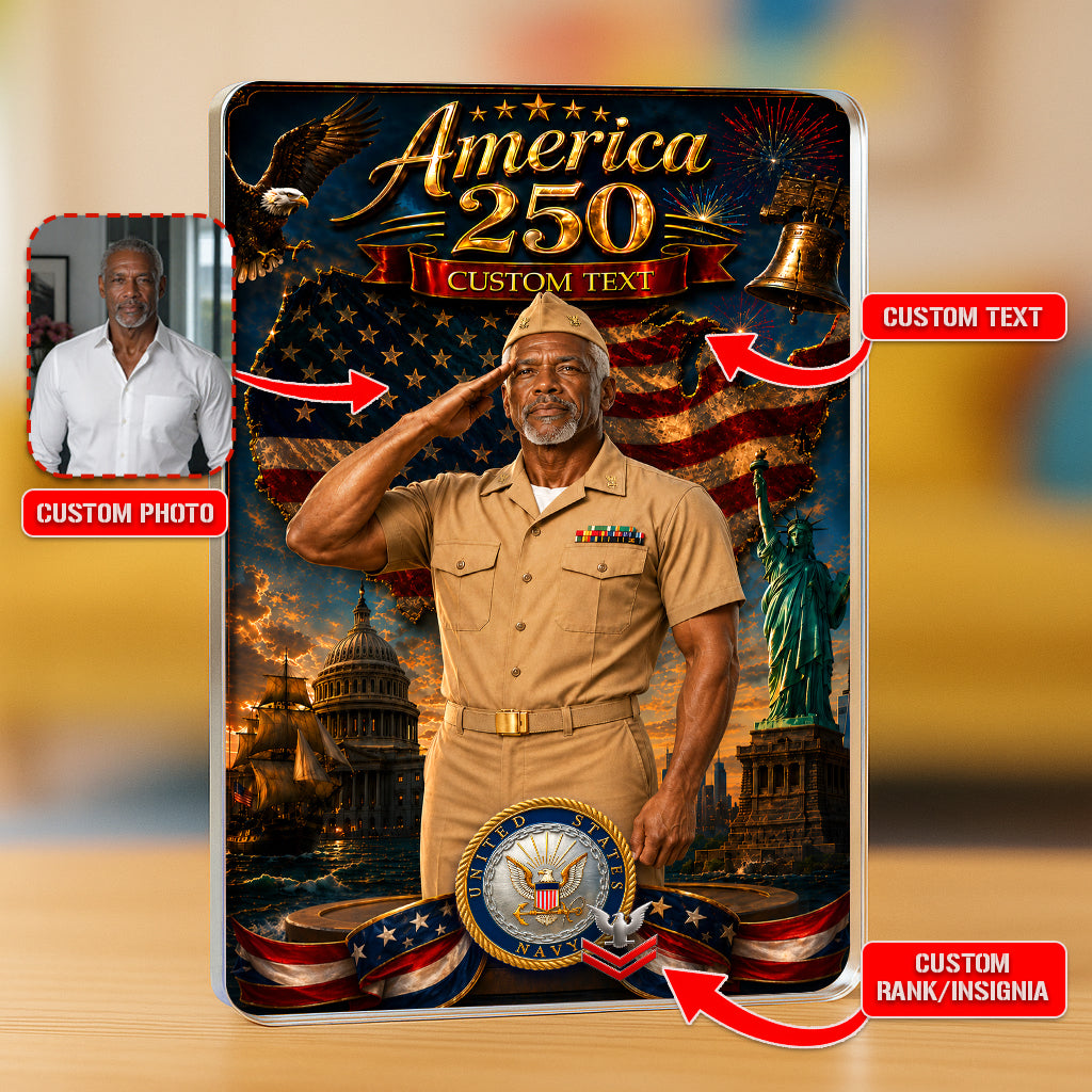 America 250th Custom Figure US Navy Service Uniforms Acrylic Block