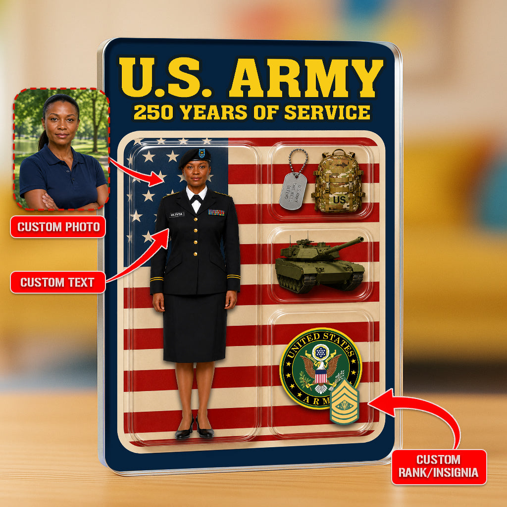 Personalized US Army 250th Years Of Service Custom Figure Acrylic Block