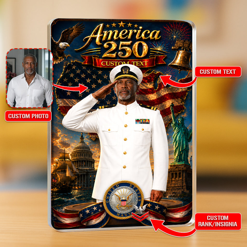 America 250th Custom Figure US Navy Service Dress White Uniform Acrylic Block