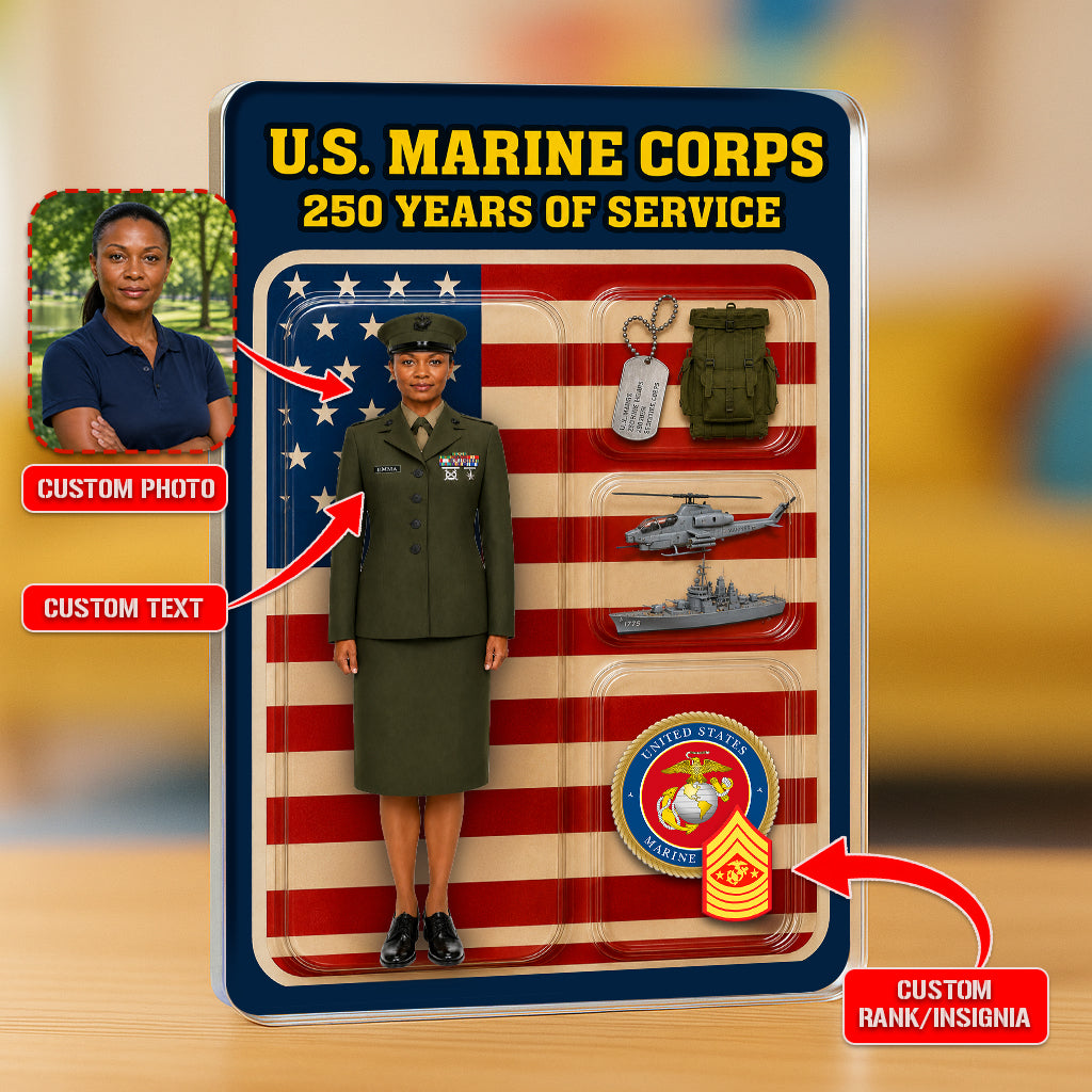 Personalized MARlNE 250th Years Of Service Custom Figure Acrylic Block