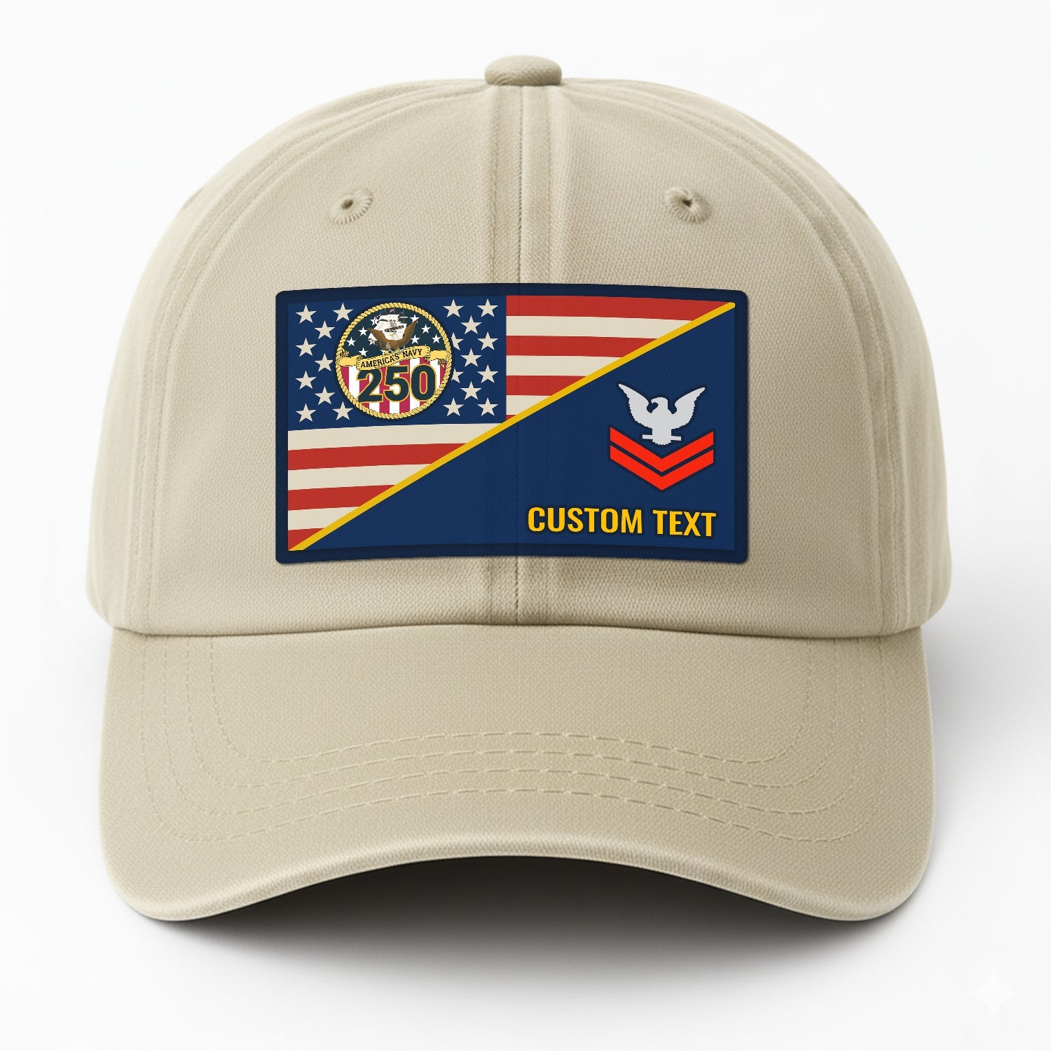 Custom Ranks & Text US Navy Premium Washed Denim Cap DC017