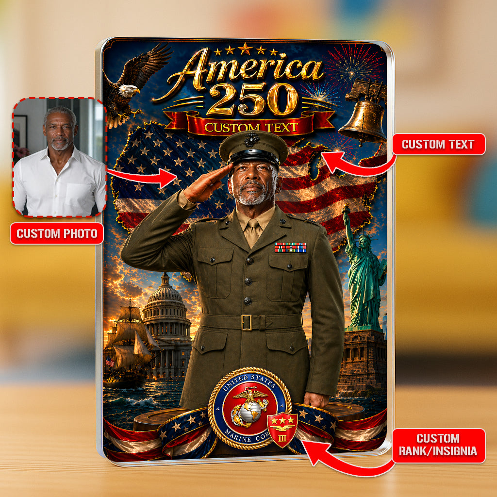 America 250 USMC Service Uniform Custom Figure Acrylic Block