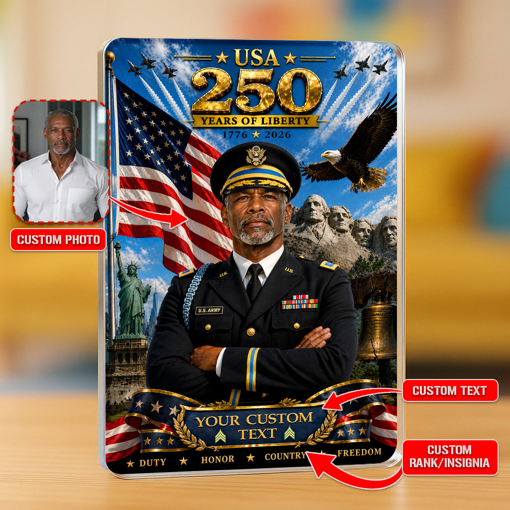 USA 250 Years Of Liberty Custom US Army Service Uniform Figure Acrylic Block