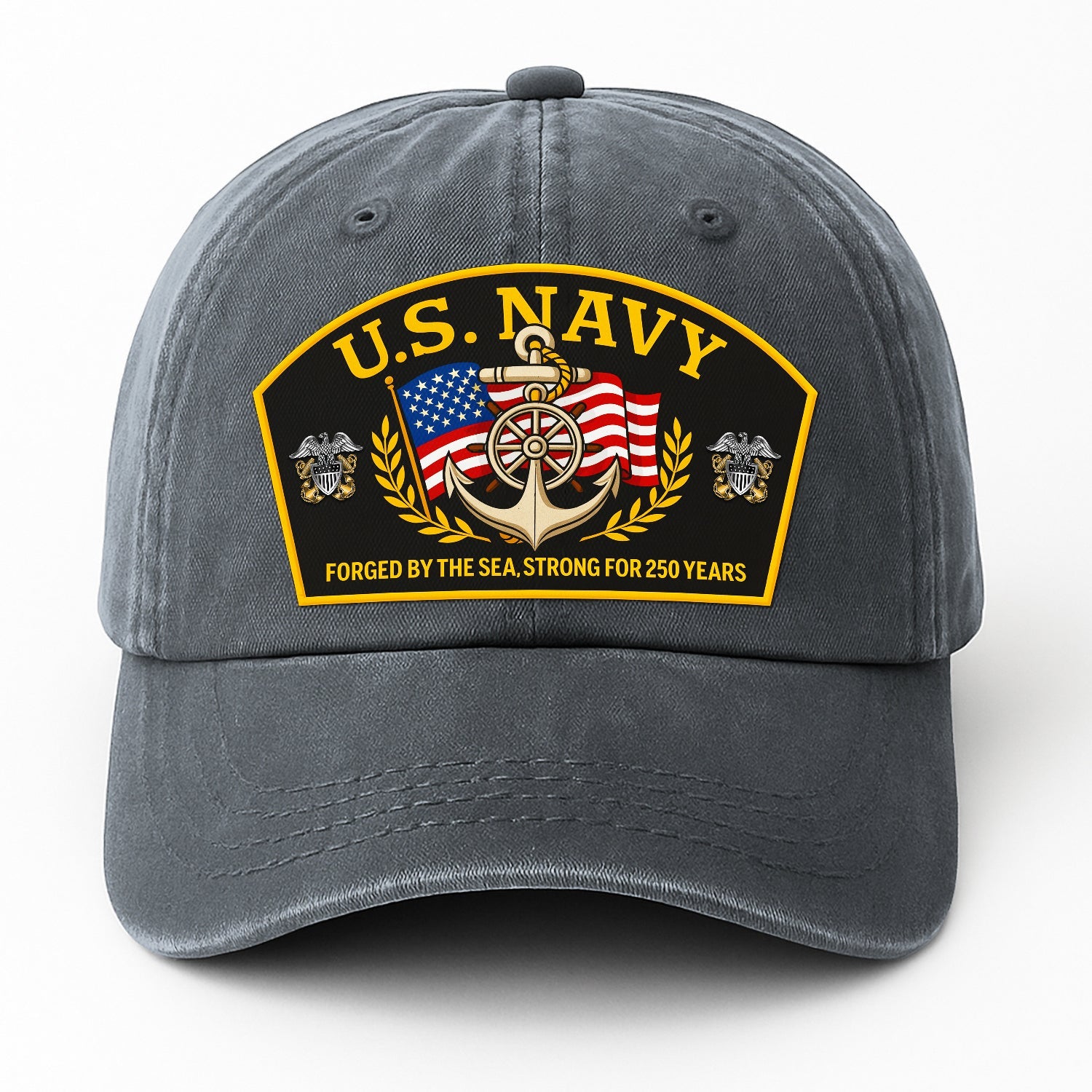 Custom Ranks US Navy Premium Washed Denim Cap DC013