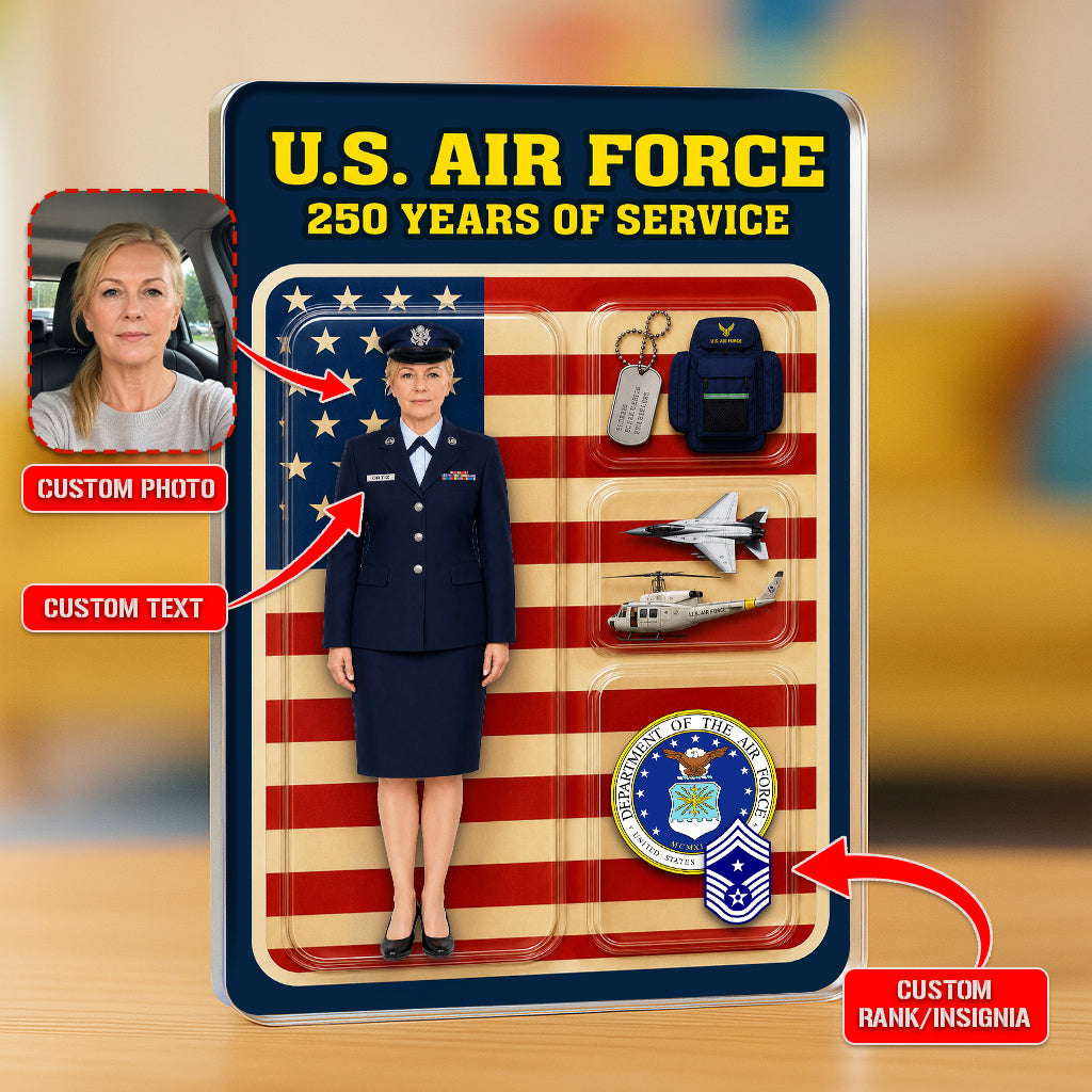 Personalized US Air Force 250th Years Of Service Custom Figure Acrylic Block