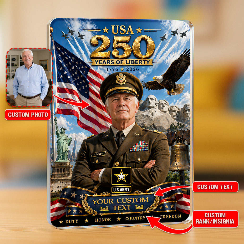 USA 250 Years Of Liberty Custom US Army Green Service Uniform Figure Acrylic Block