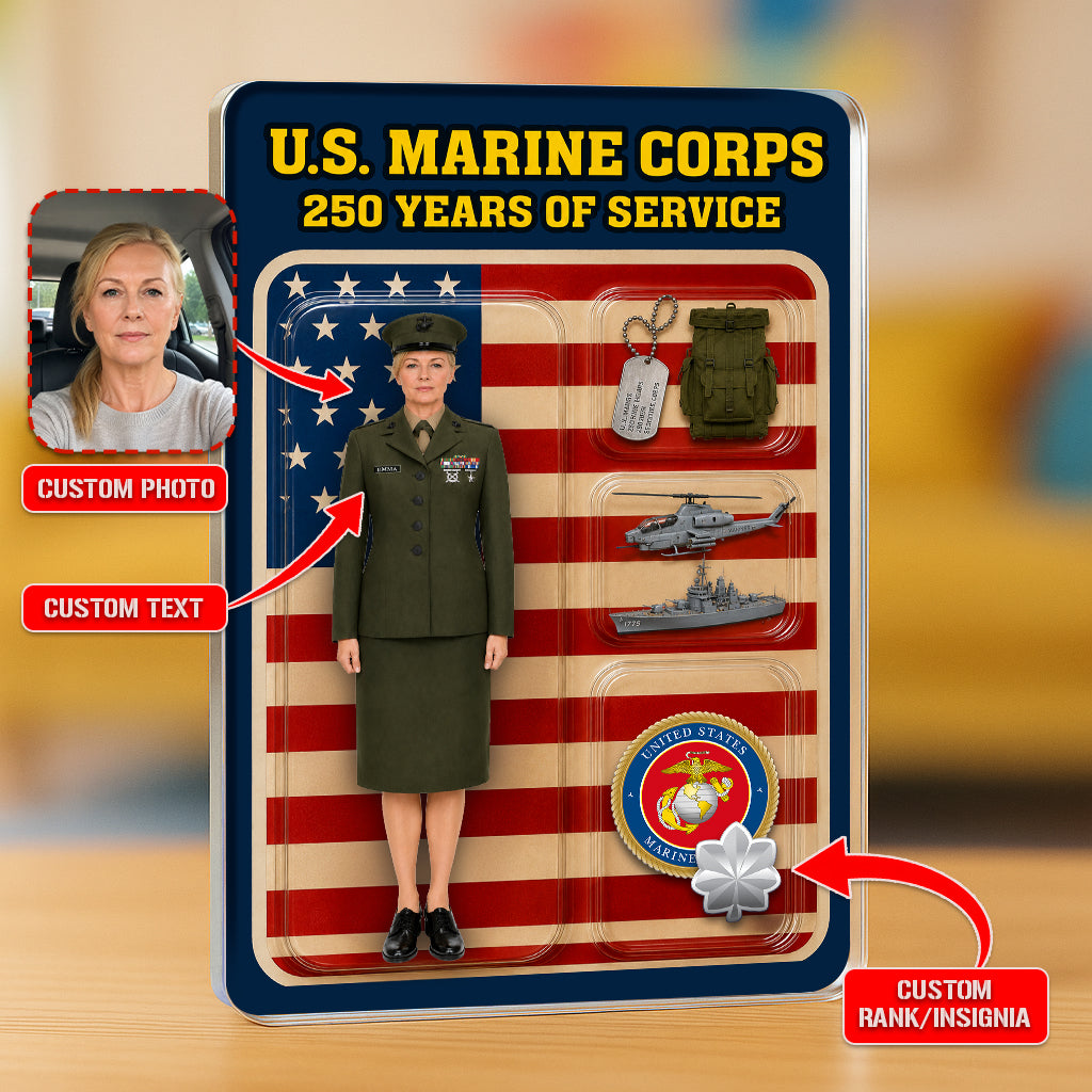 Personalized MARlNE 250th Years Of Service Custom Figure Acrylic Block
