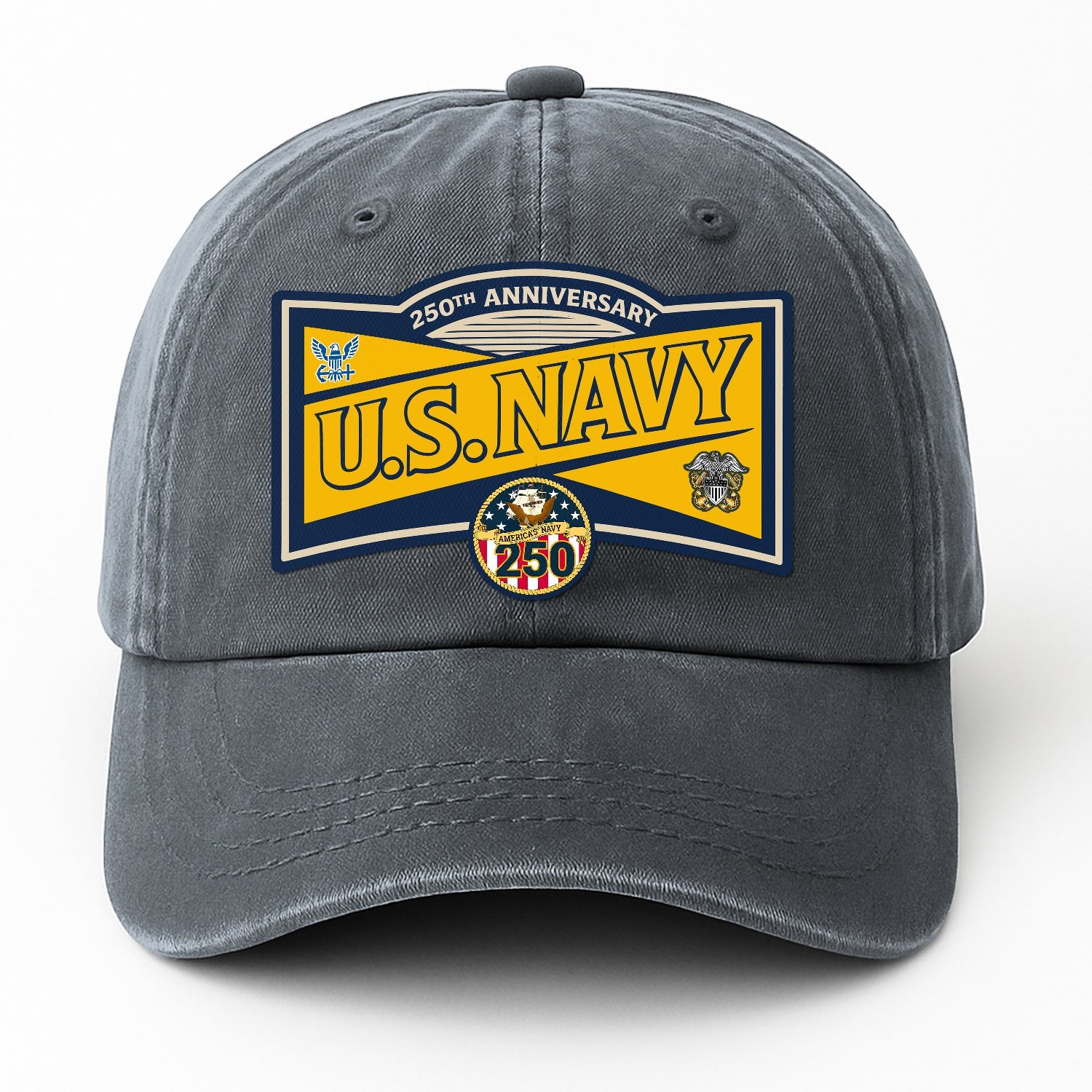 Custom Ranks US Navy Premium Washed Denim Cap DC016