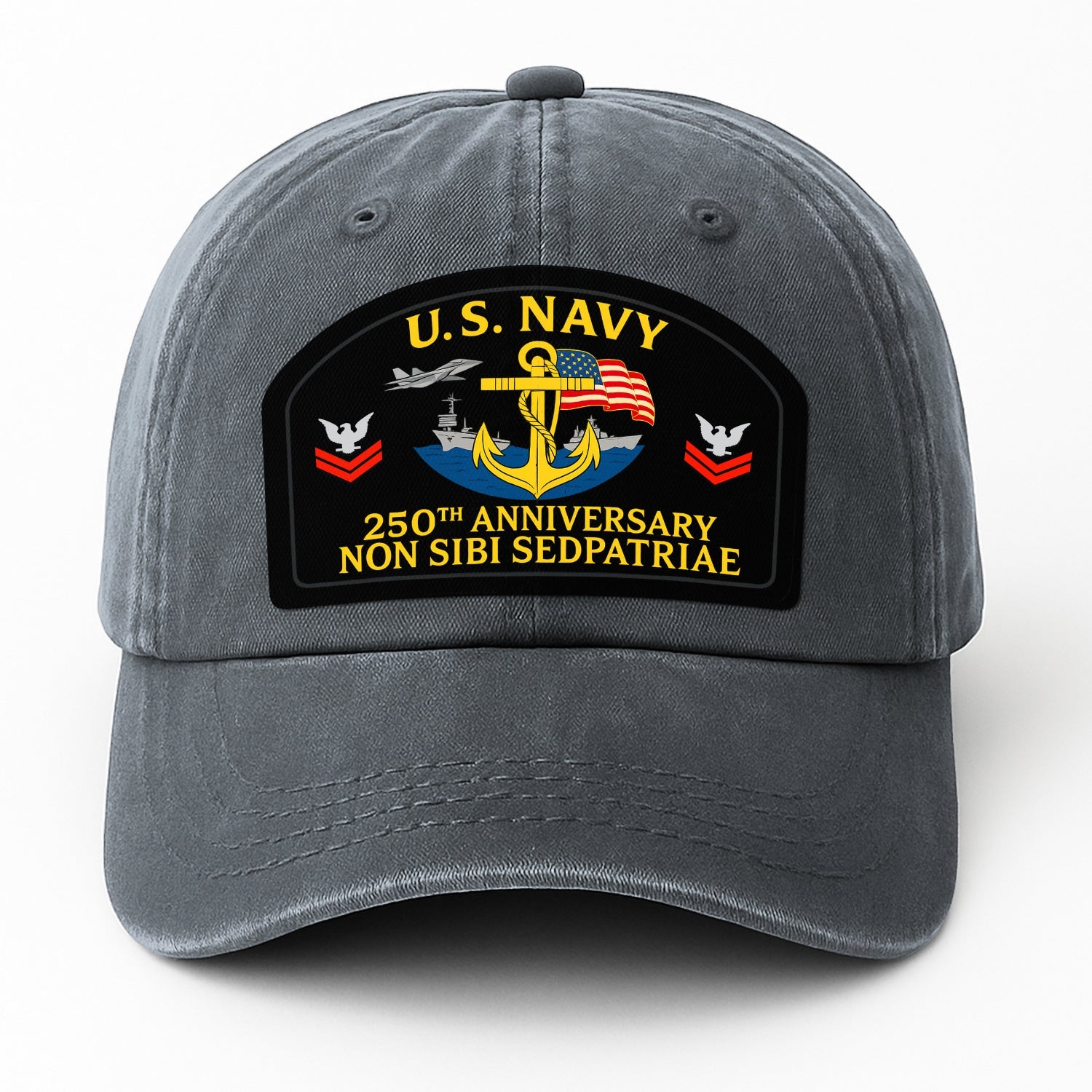 Custom Ranks US Navy Premium Washed Denim Cap DC010