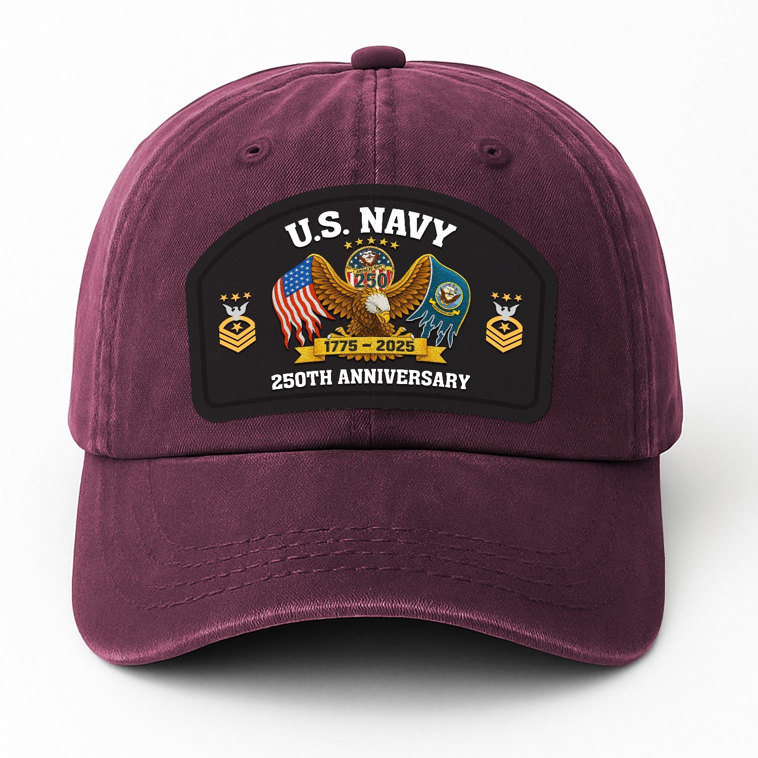 Custom Ranks US Navy Premium Washed Denim Cap DC009