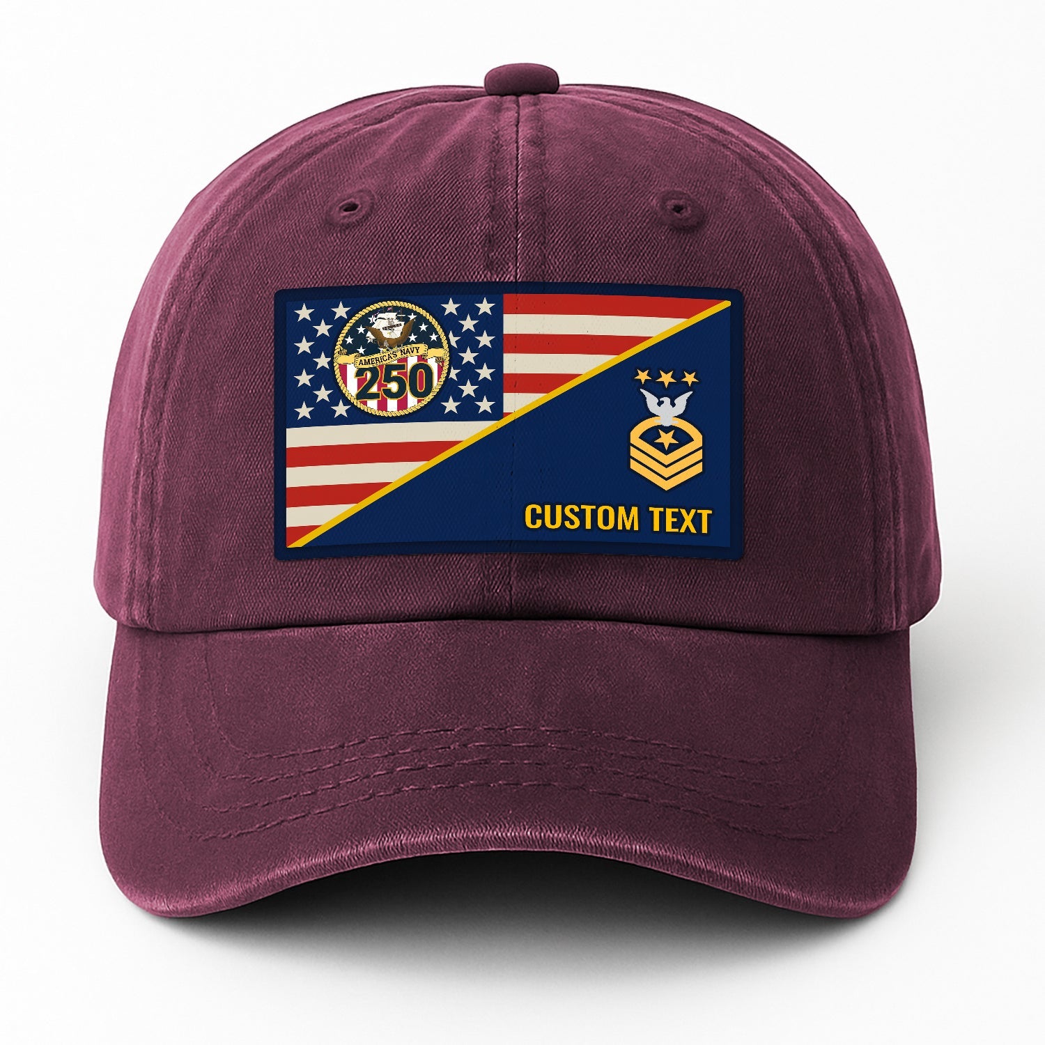 Custom Ranks & Text US Navy Premium Washed Denim Cap DC017