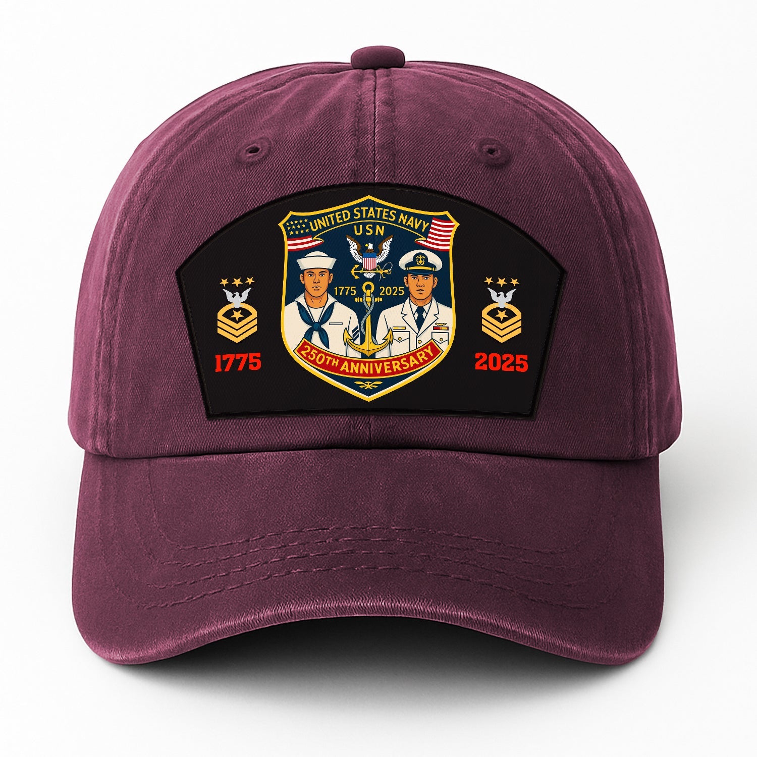 Custom Ranks US Navy Premium Washed Denim Cap DC014