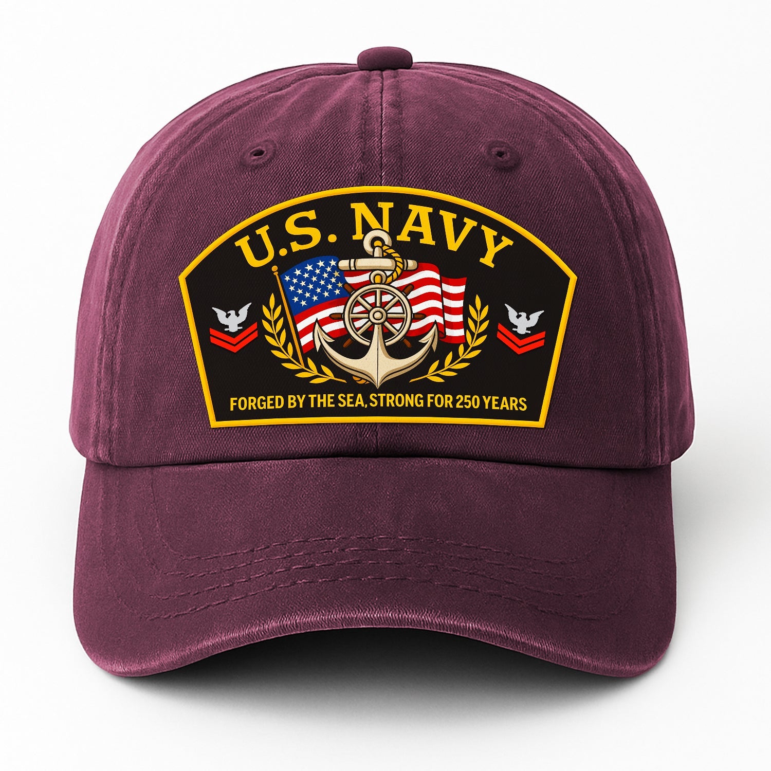 Custom Ranks US Navy Premium Washed Denim Cap DC013