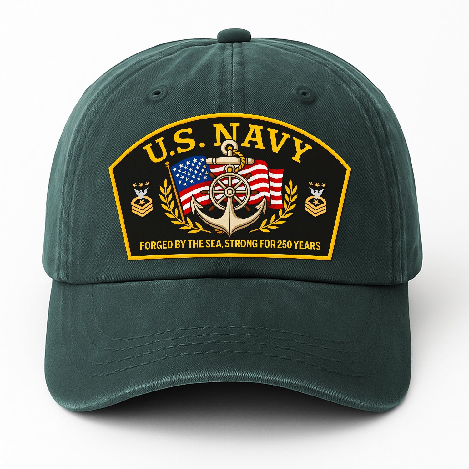 Custom Ranks US Navy Premium Washed Denim Cap DC013