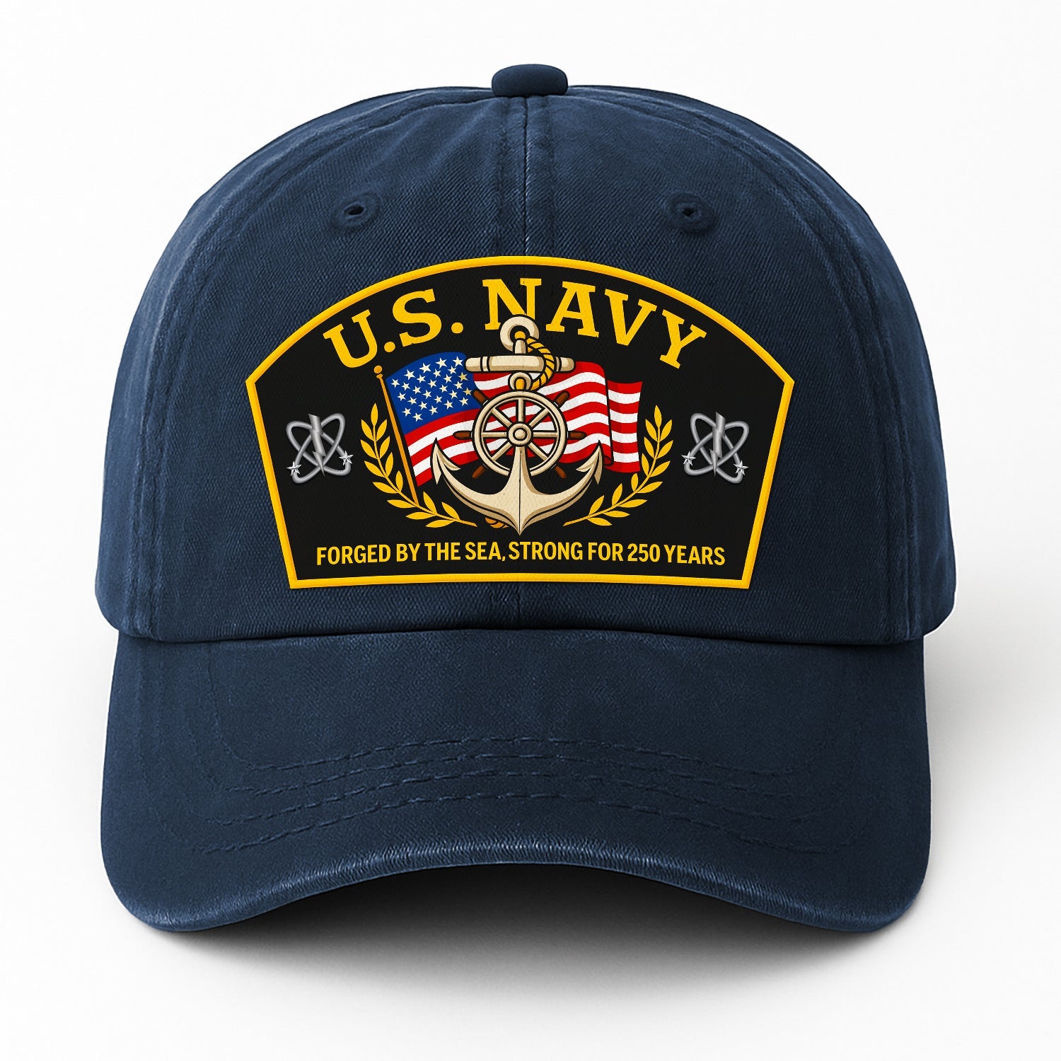 Custom Ranks US Navy Premium Washed Denim Cap DC013